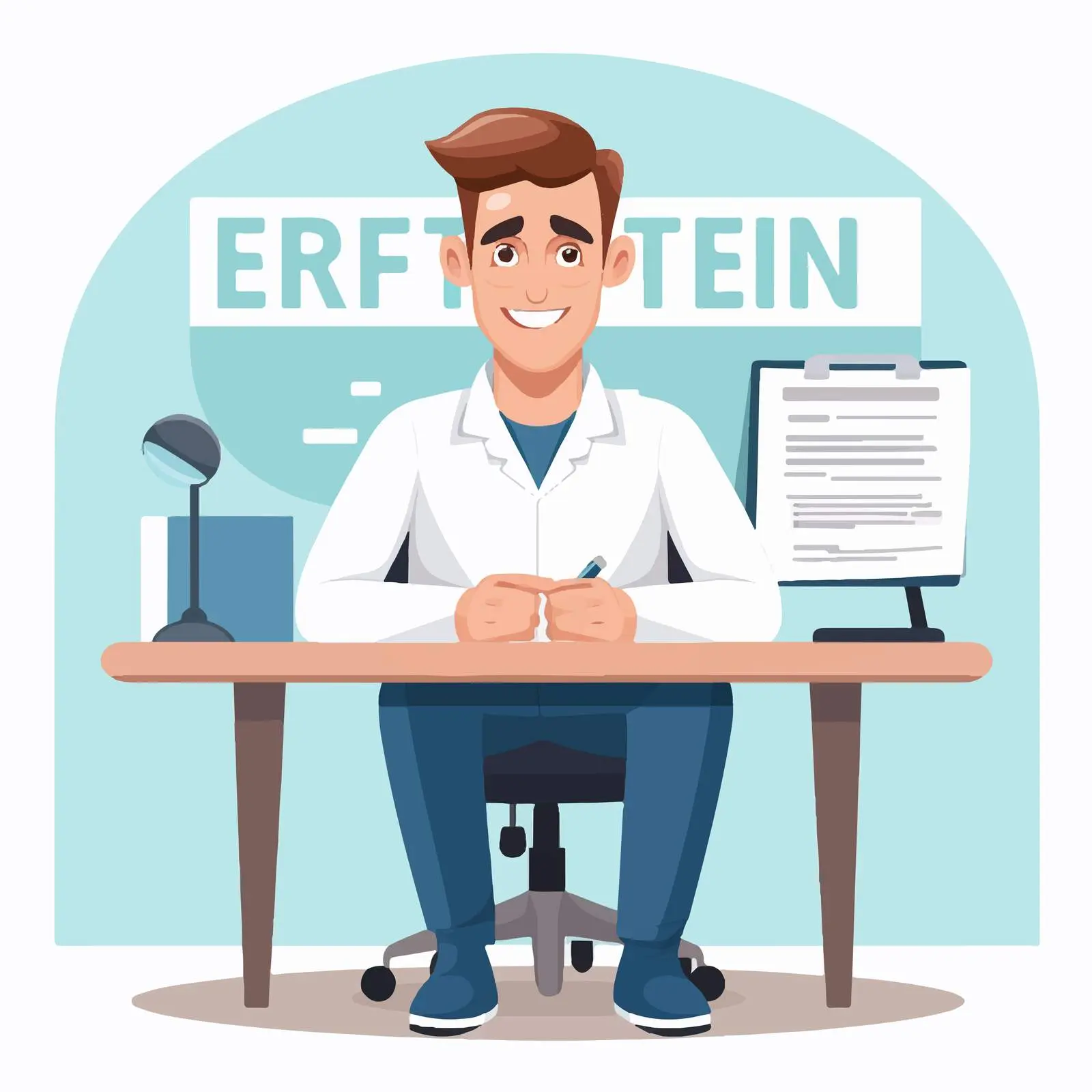 Cartoon Doctor Encouraging Health Testing – free testing image from Dotvec