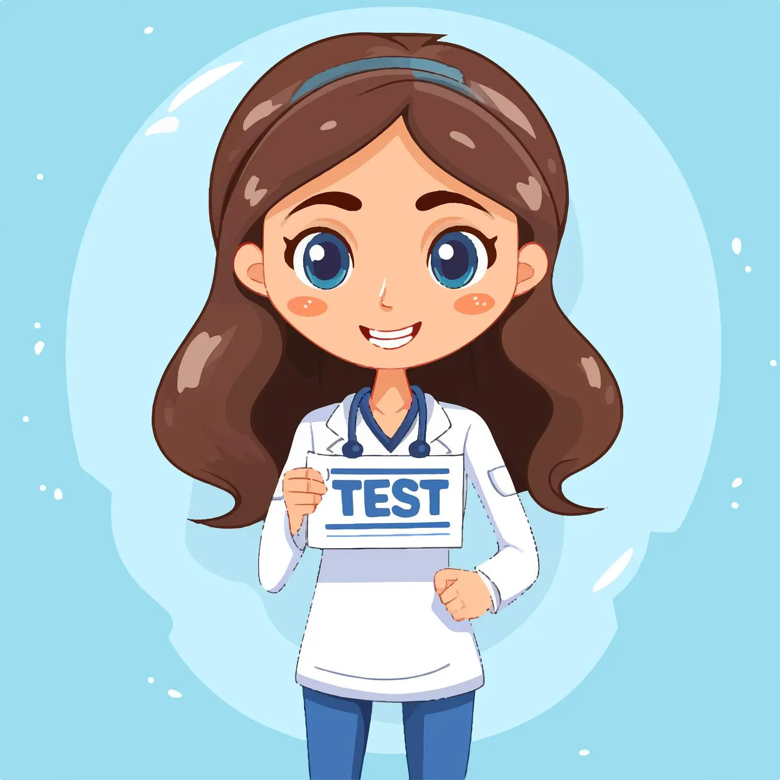 Female Doctor Cartoon Style Get Tested Illustration – free testing image from Dotvec
