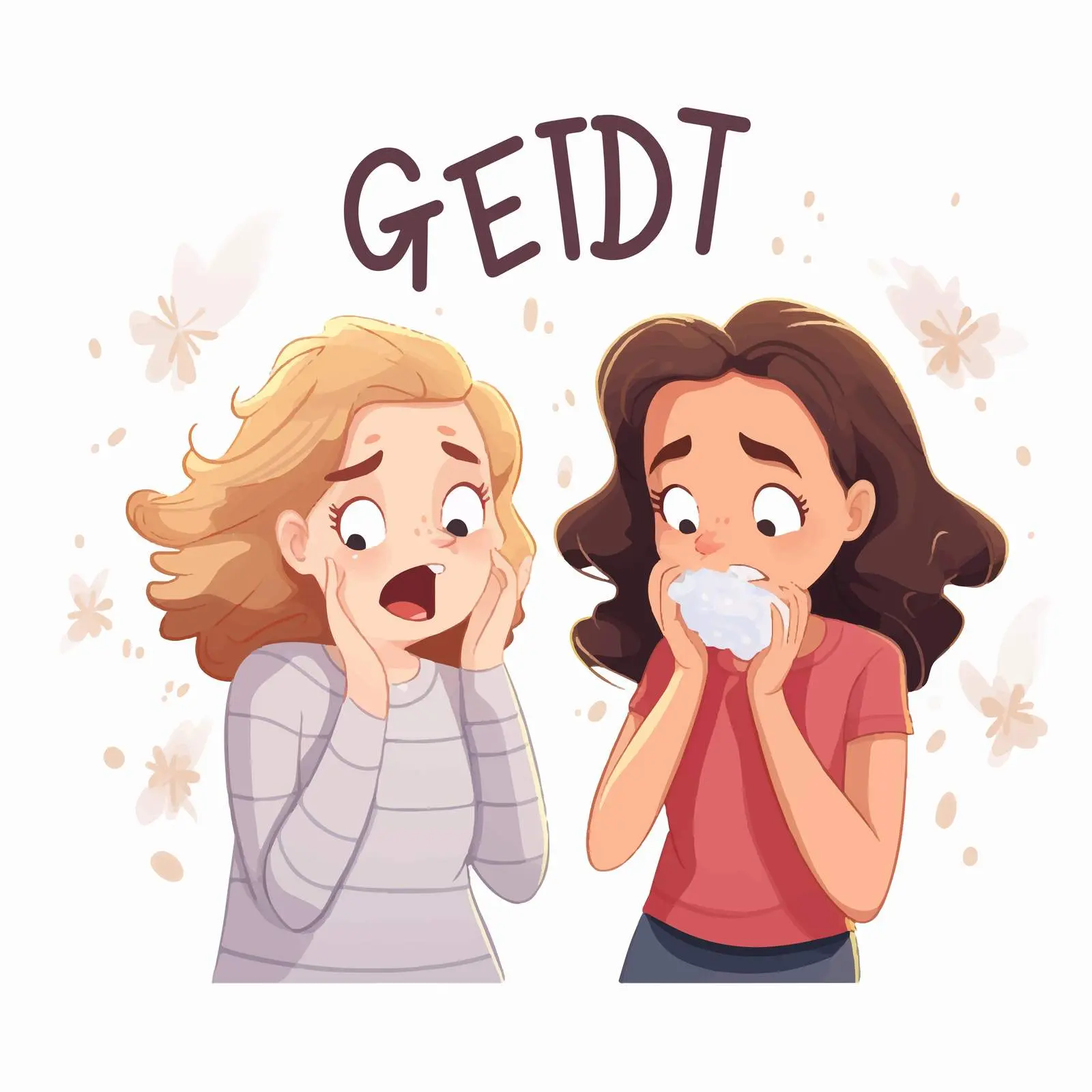 Cartoon Style Font Design with Girl and Friend — free download from Dotvec