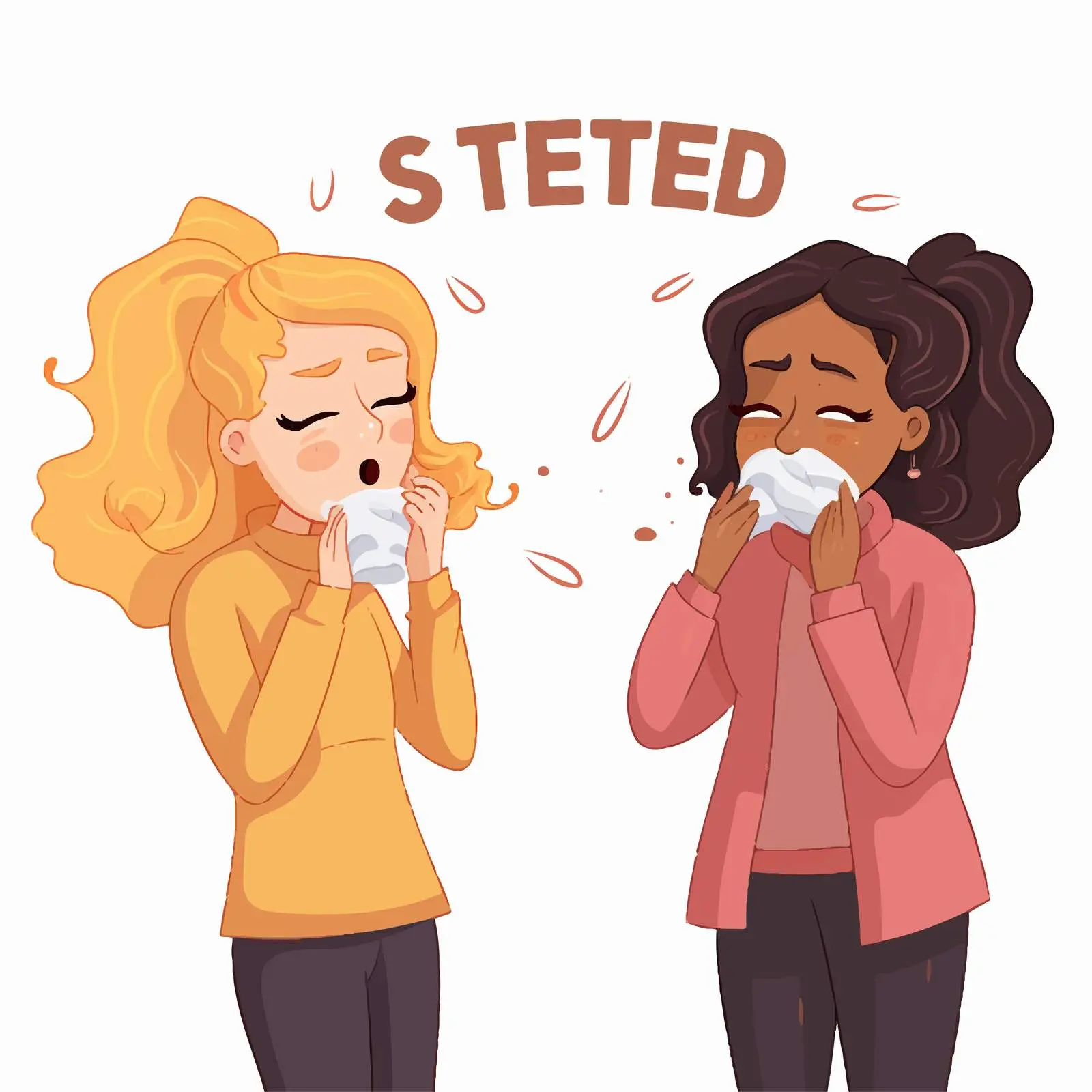 Cartoon Style Font with Girl and Friend – free illustrated letters image from Dotvec