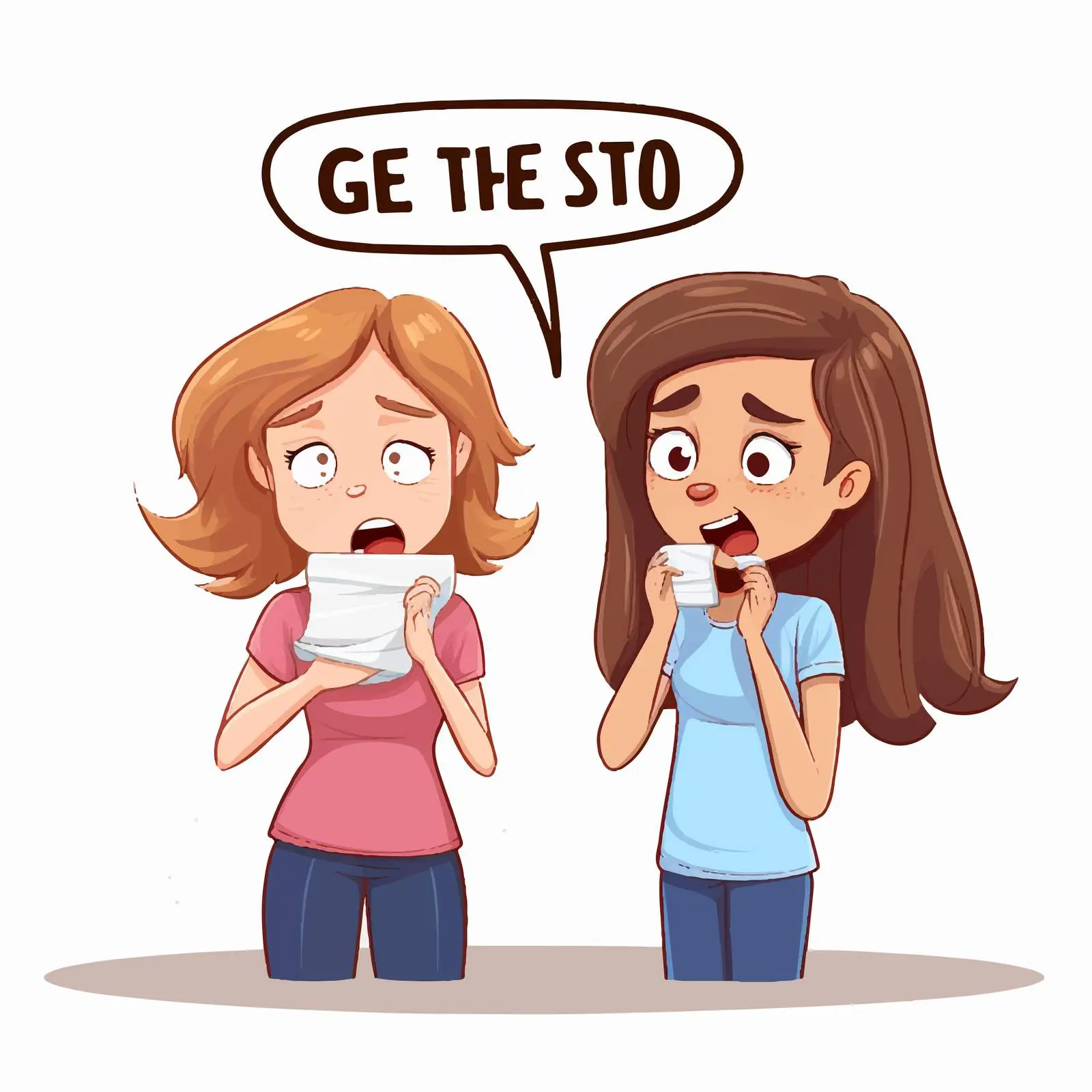 Cartoon Style Text with Girl and Friends — free download from Dotvec