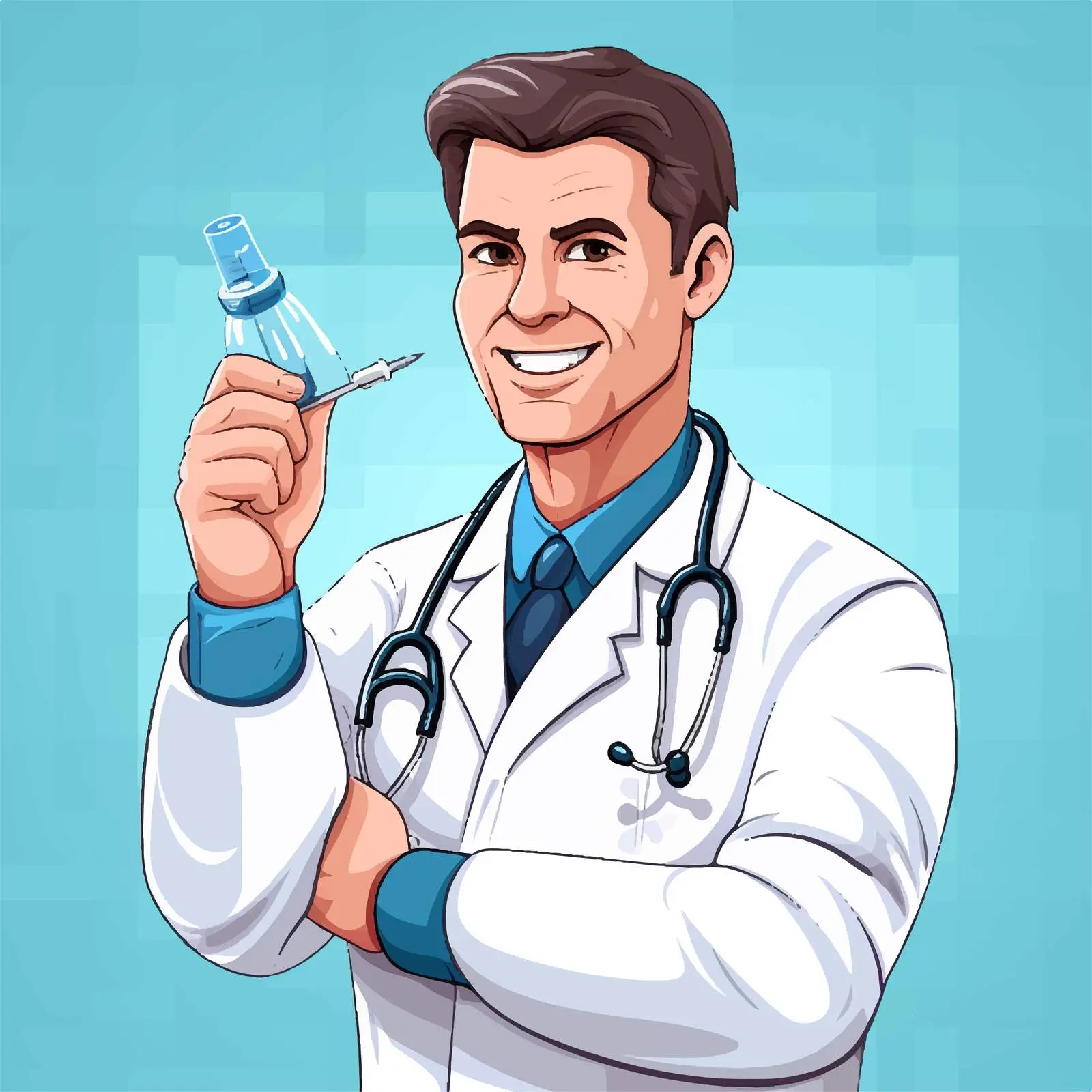 Cartoon Style Doctor Giving Vaccine Jab — free download from Dotvec