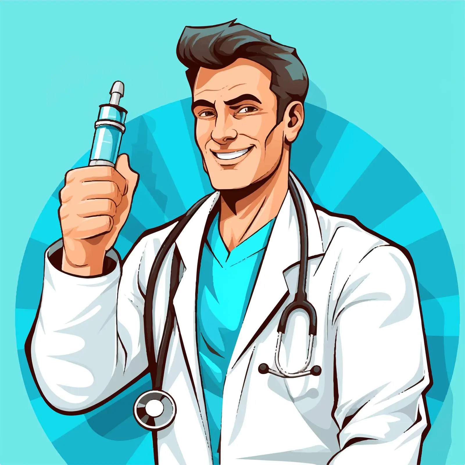 Cartoon Doctor Promoting Vaccination in Vector Style — free download from Dotvec