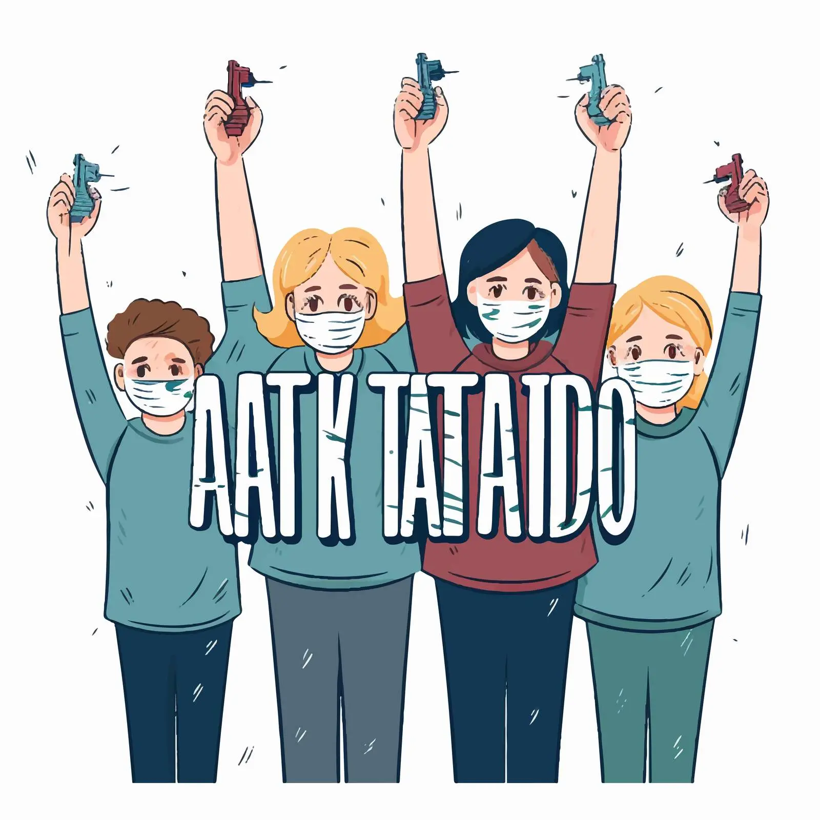 Get Vaccinated Cartoon Style Design with Hands — free download from Dotvec