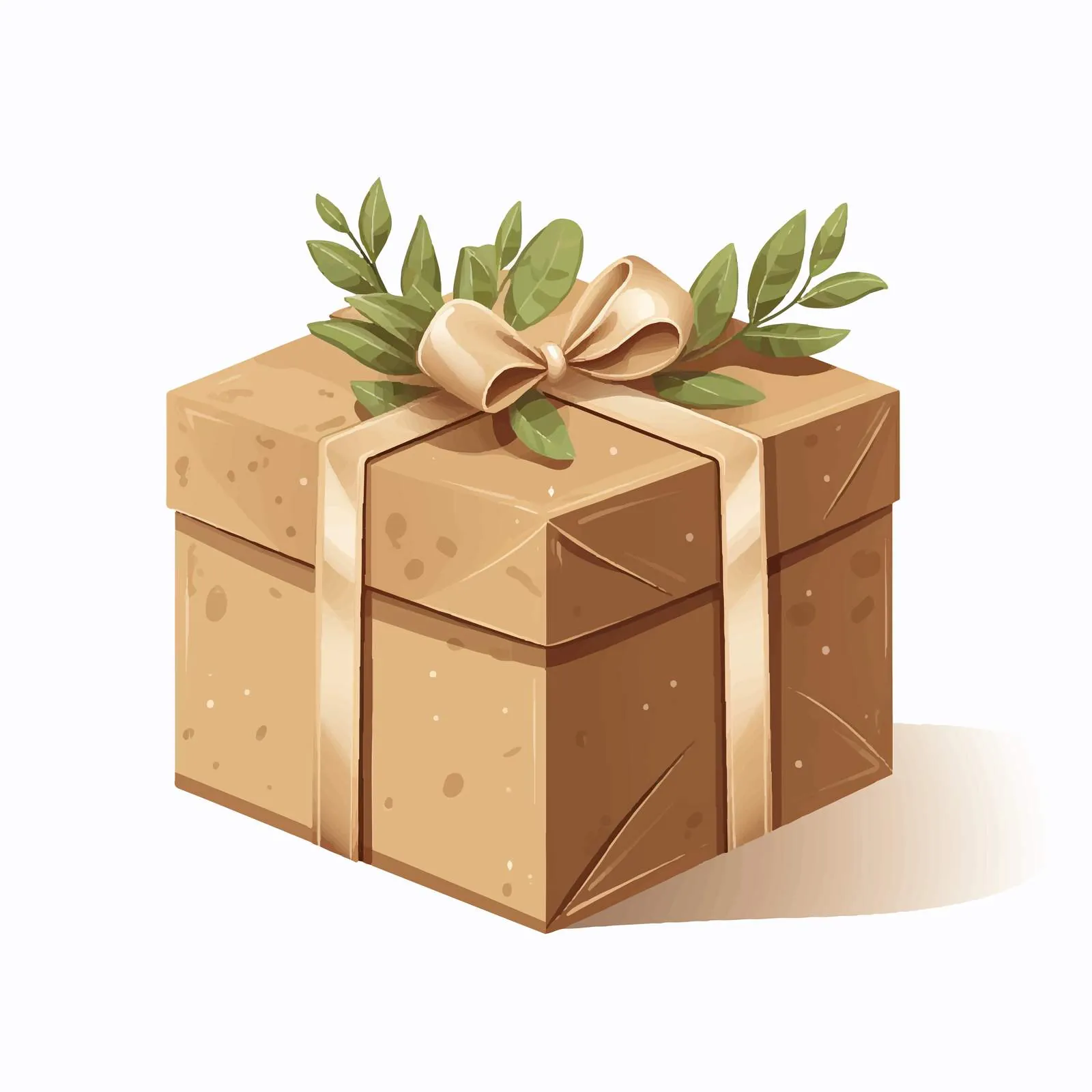 Kraft Paper Gift Box with Leaf Design — free download from Dotvec