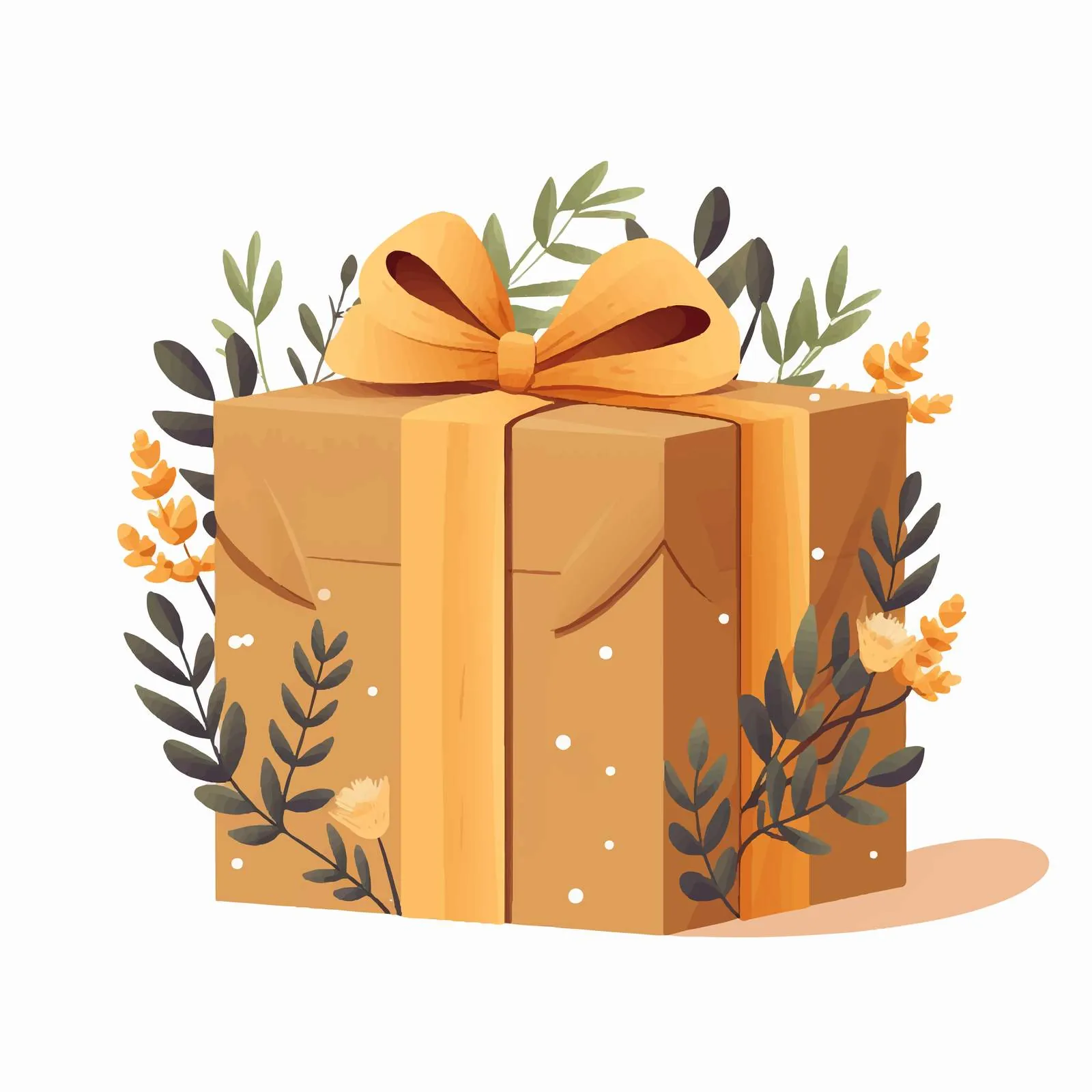 Kraft Paper Wrapped Gift Box with Leaf Design — free download from Dotvec
