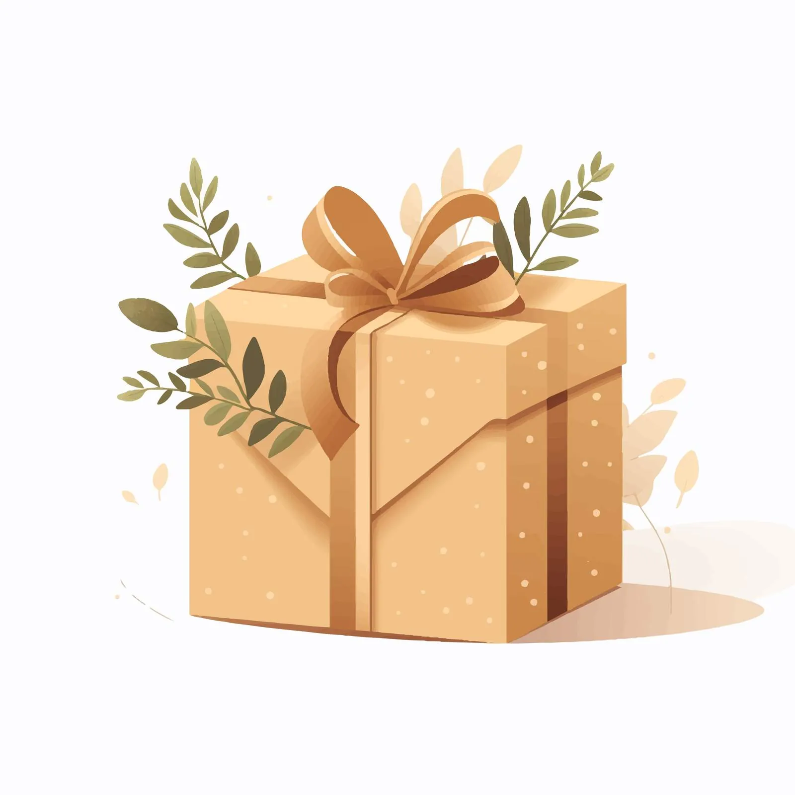Kraft Paper Gift Box with Leaf Design — free download from Dotvec