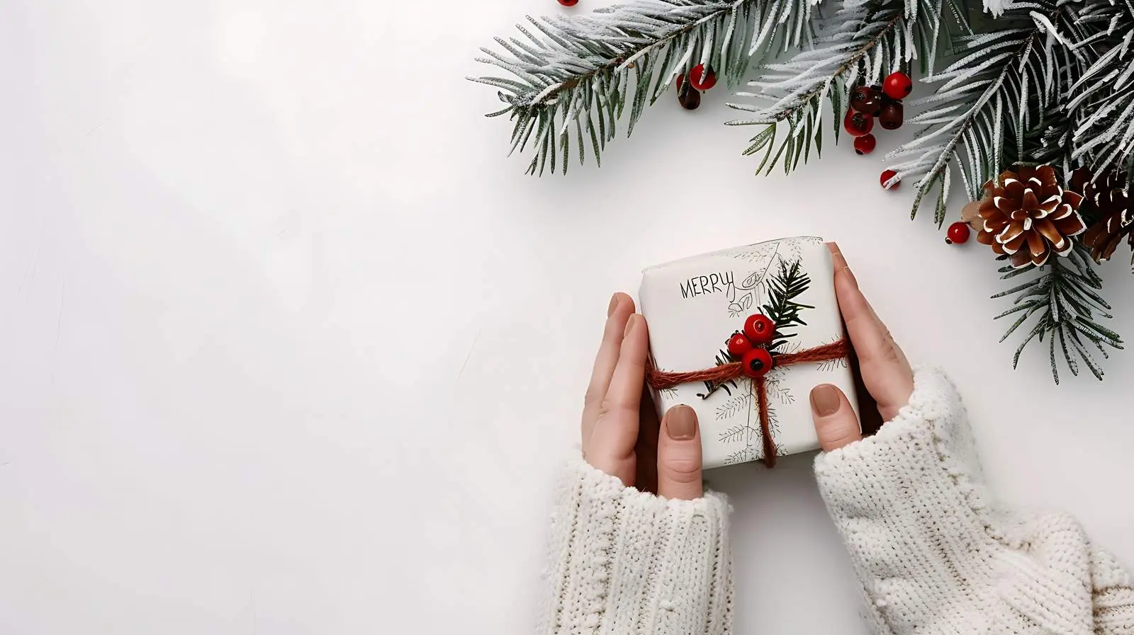 Woman Holding Christmas Gift Box with Quote – free thoughtful image from Dotvec