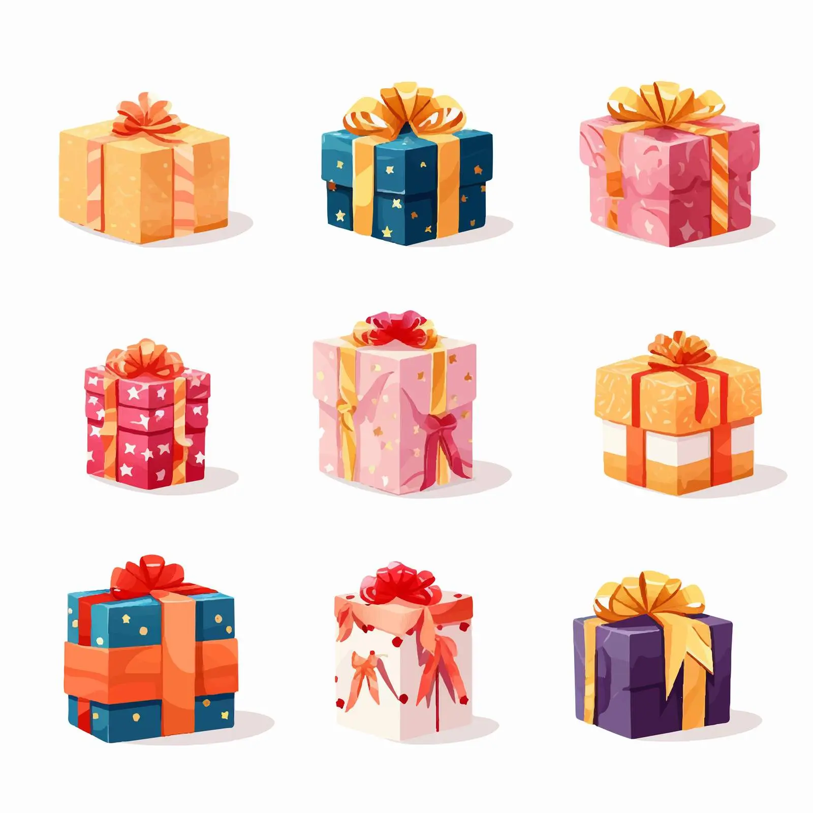 Colorful Holiday Gift Boxes with Decorative Wrapping — free download from Dotvec