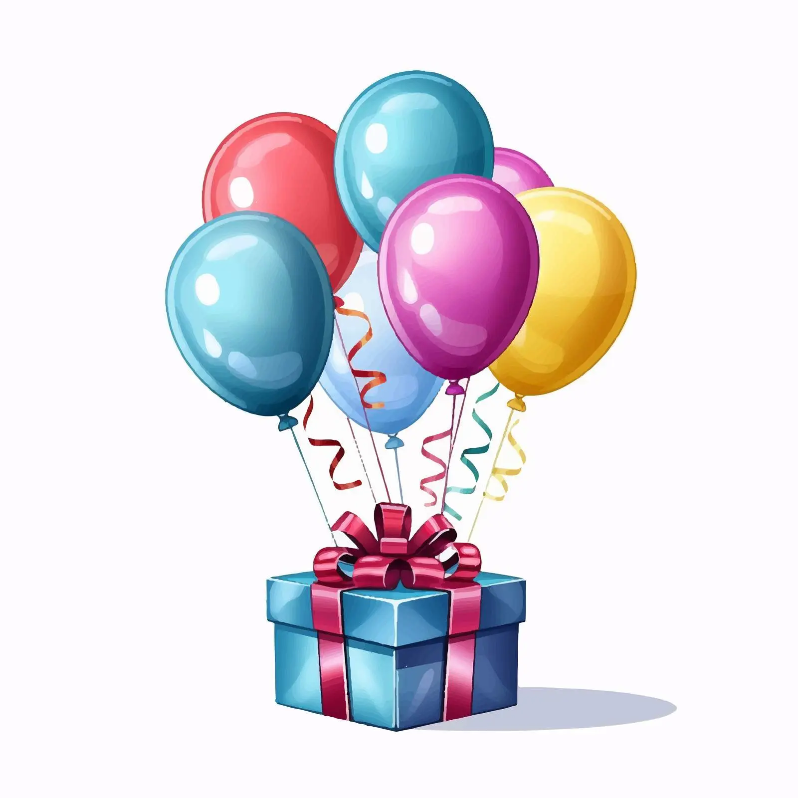 Cartoon Gift Box with Balloons Icon — free download from Dotvec