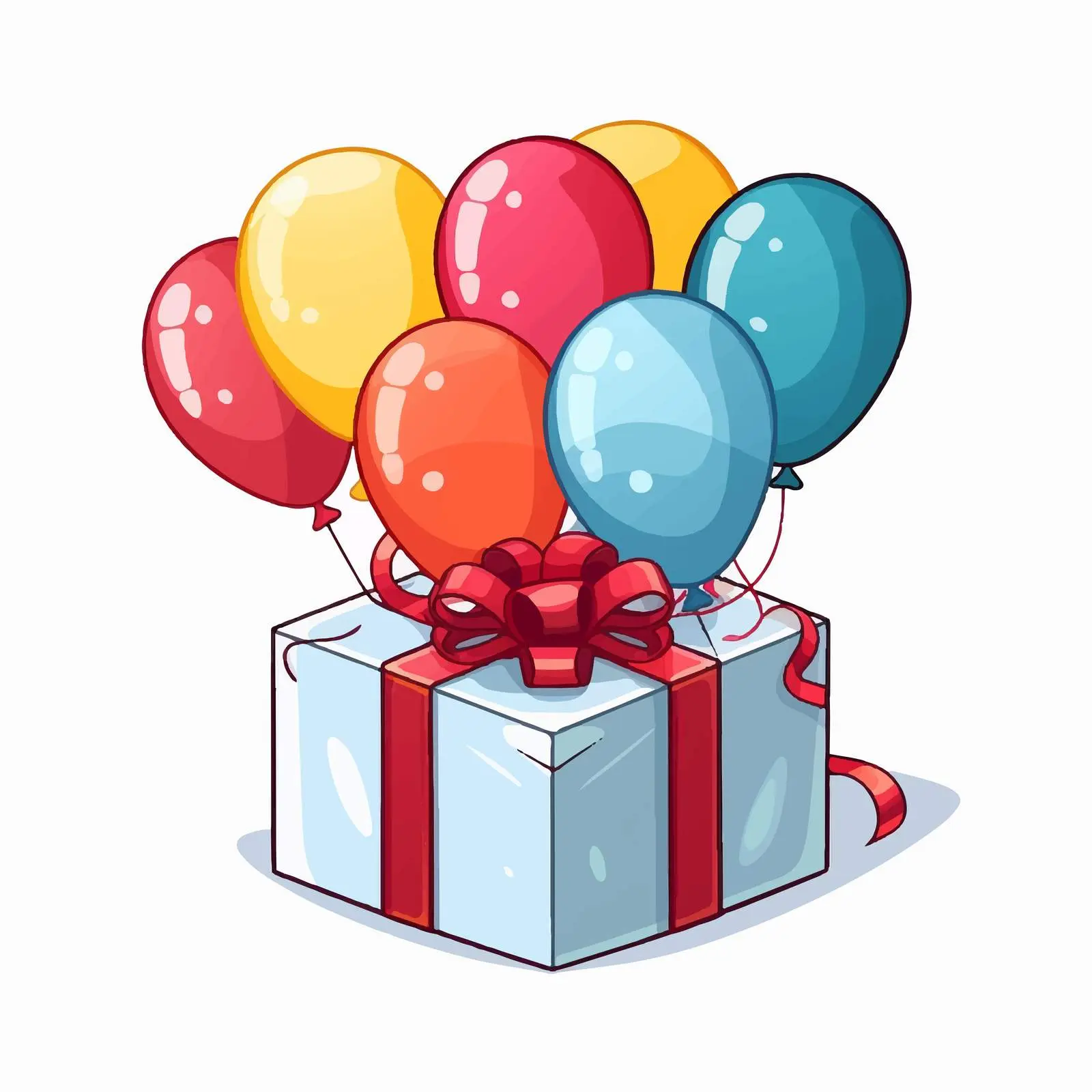 Cartoon Gift Box with Balloons Icon Vector — free download from Dotvec