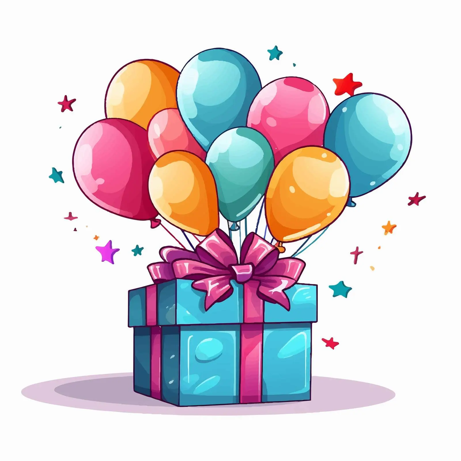Cartoon Gift Box with Balloons Icon — free download from Dotvec