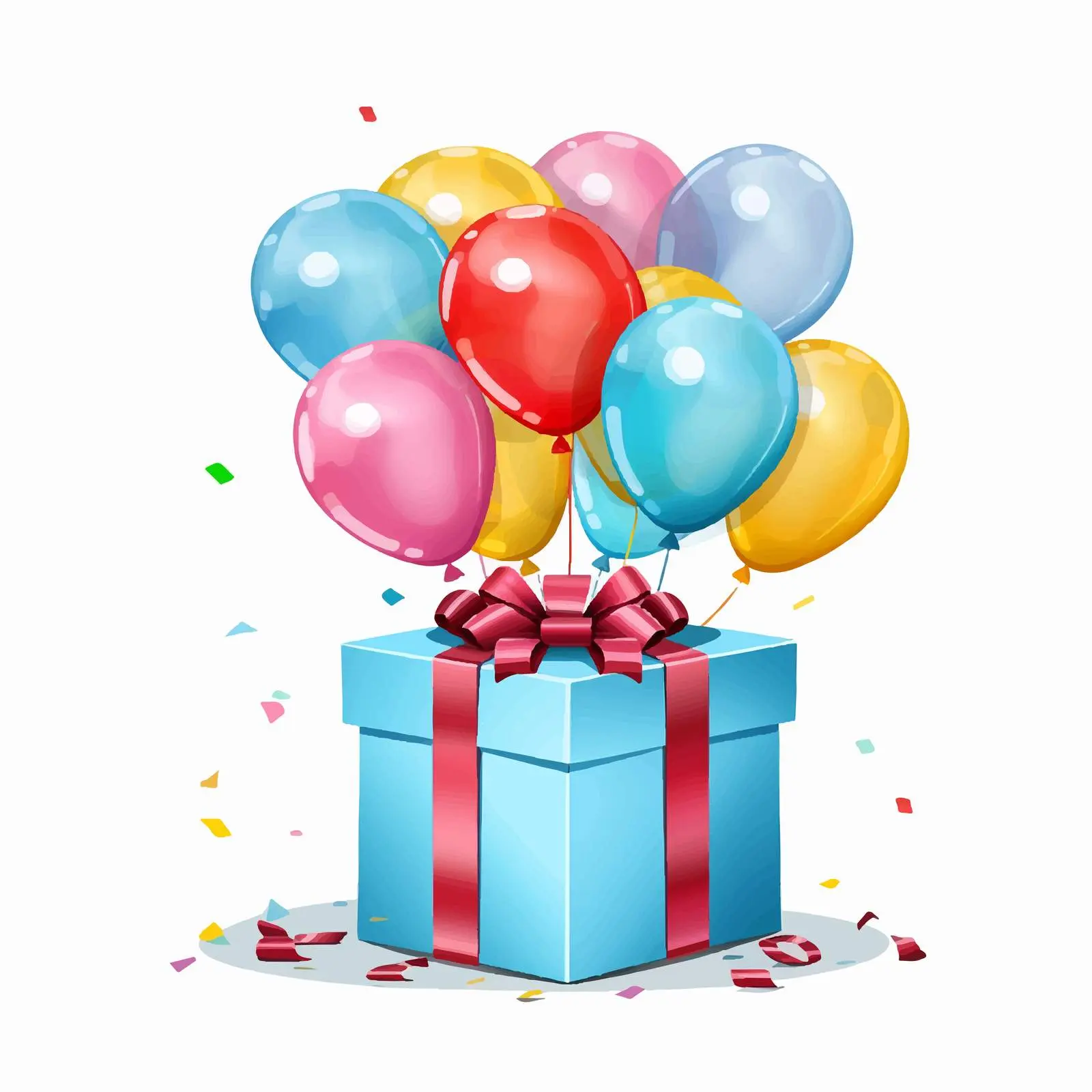 Cartoon Gift Box with Balloons Icon — free download from Dotvec