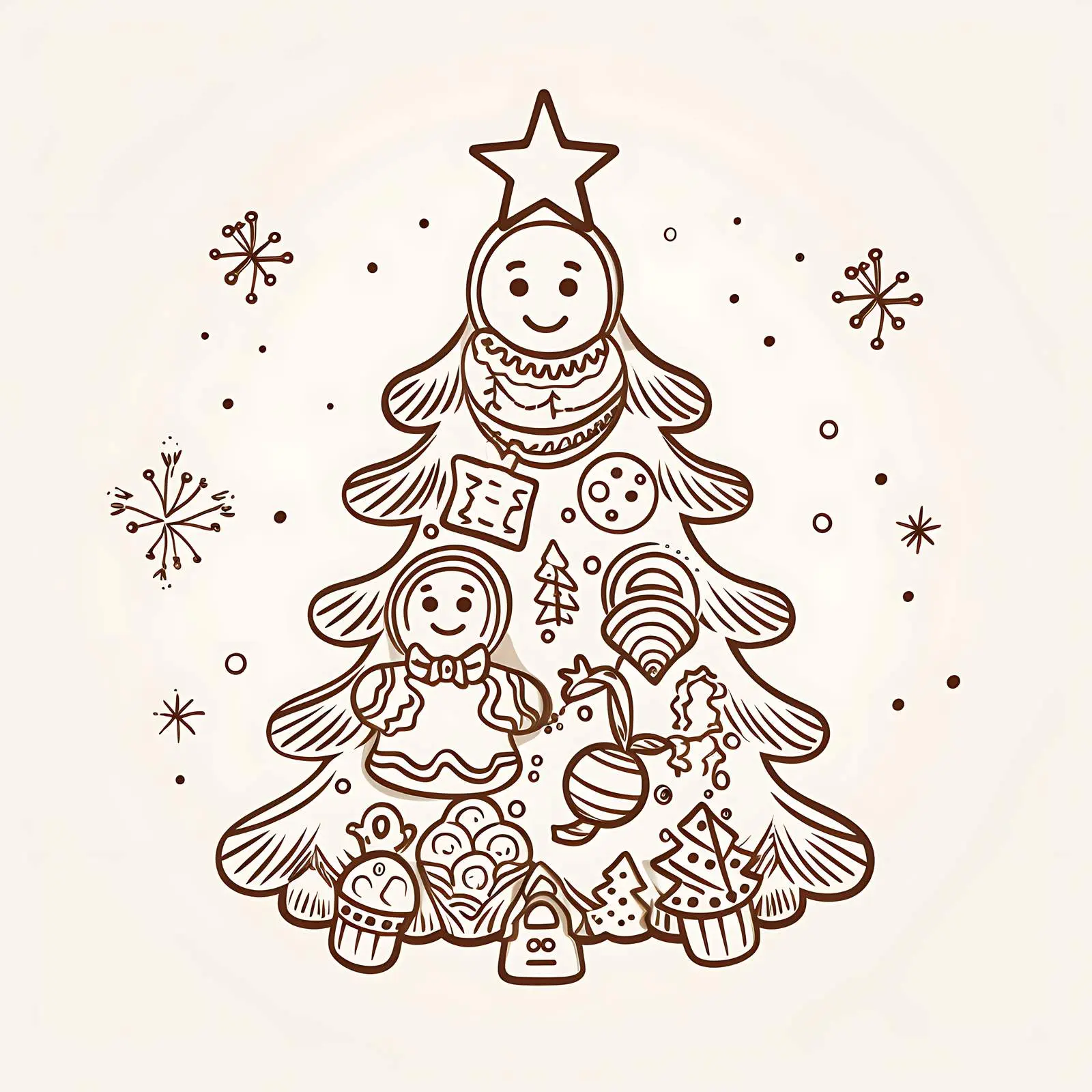 Boho Gingerbread Coloring Book Postcard — free download from Dotvec