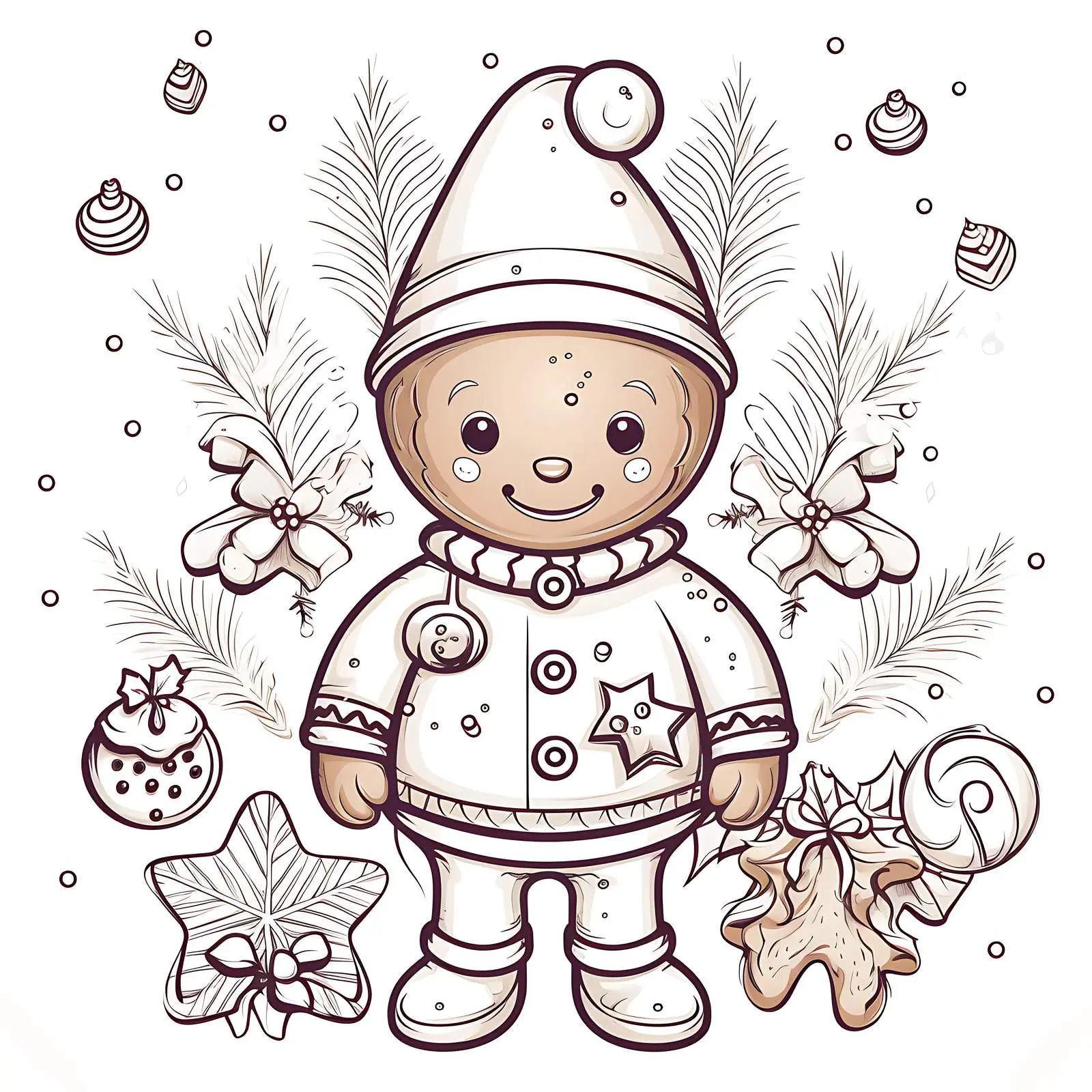 Gingerbread Coloring Book Postcards Boho Pattern — free download from Dotvec