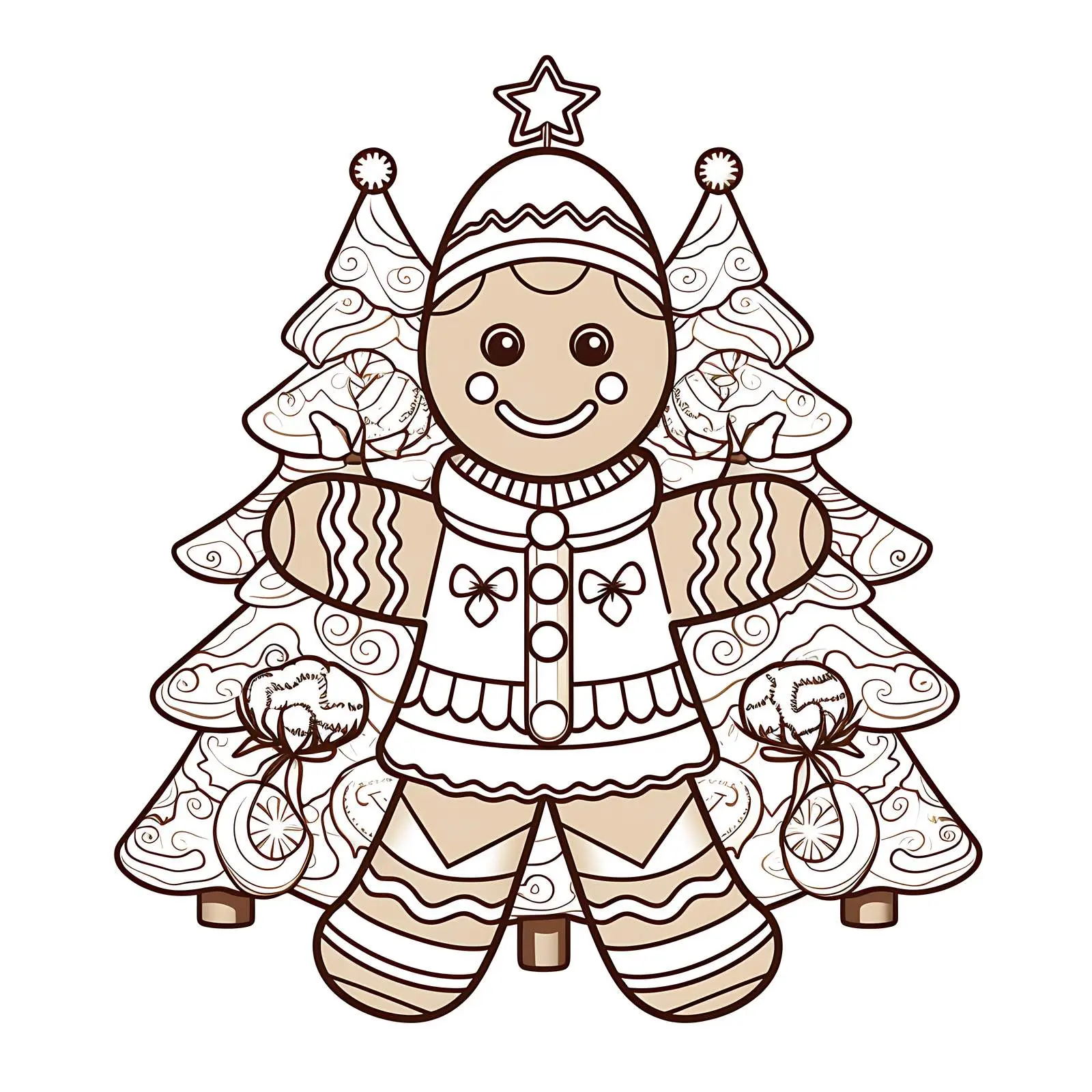 Gingerbread Coloring Book Postcard Boho Pattern — free download from Dotvec