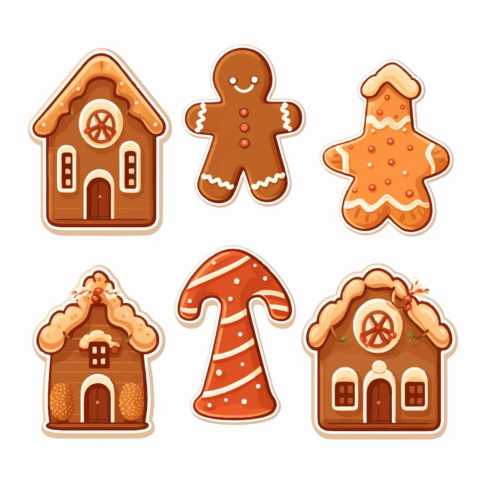 Gingerbread Holiday Decoration Sticker Set — free download from Dotvec