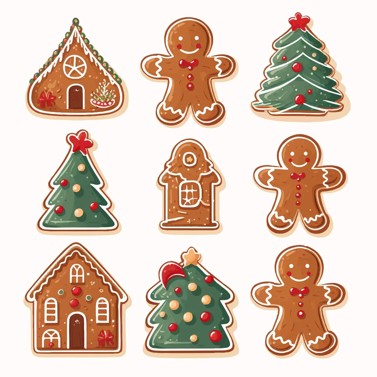 Gingerbread Holiday Decoration Sticker Set — free download from Dotvec