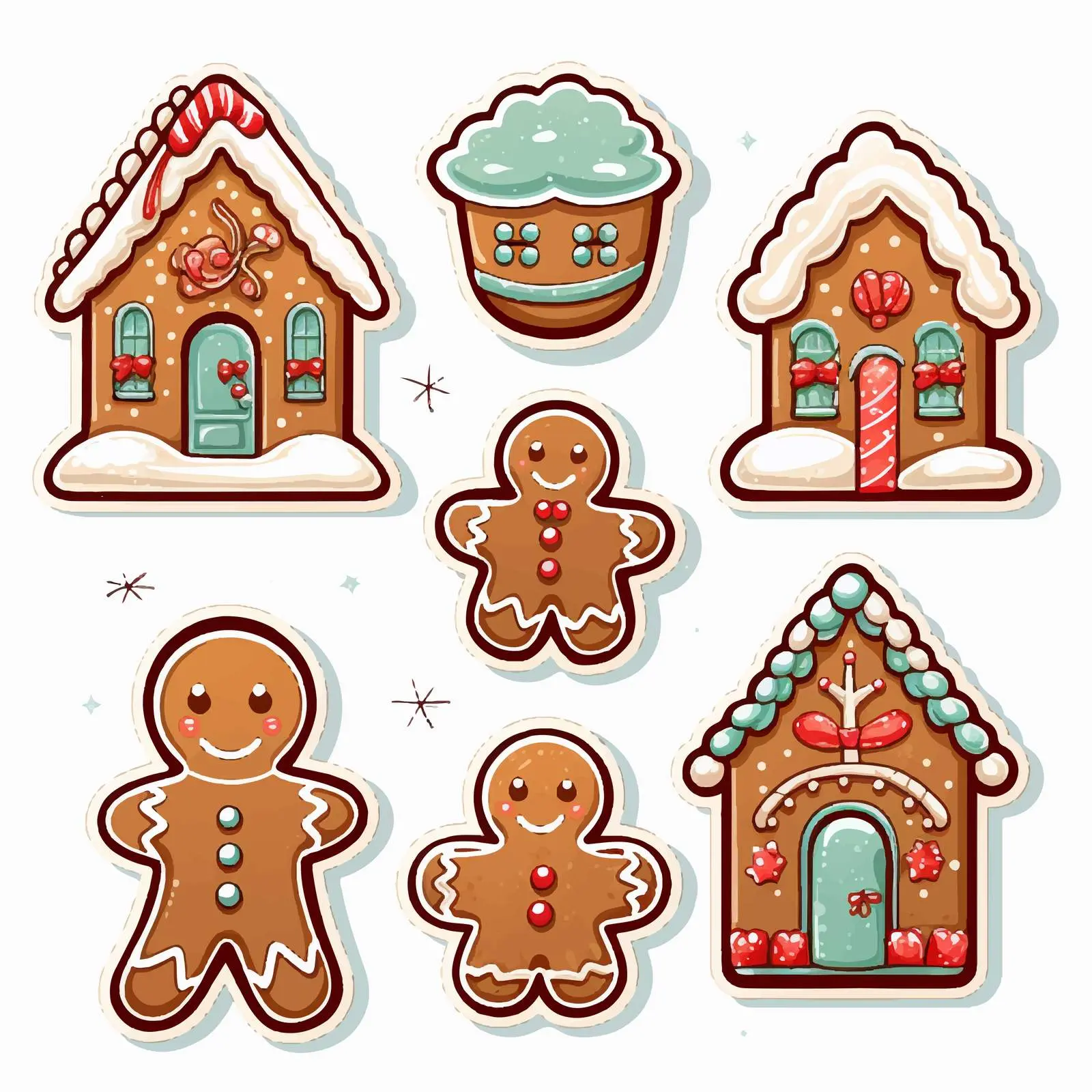 Gingerbread Holiday Decoration Sticker Set – free sugar cookie image from Dotvec