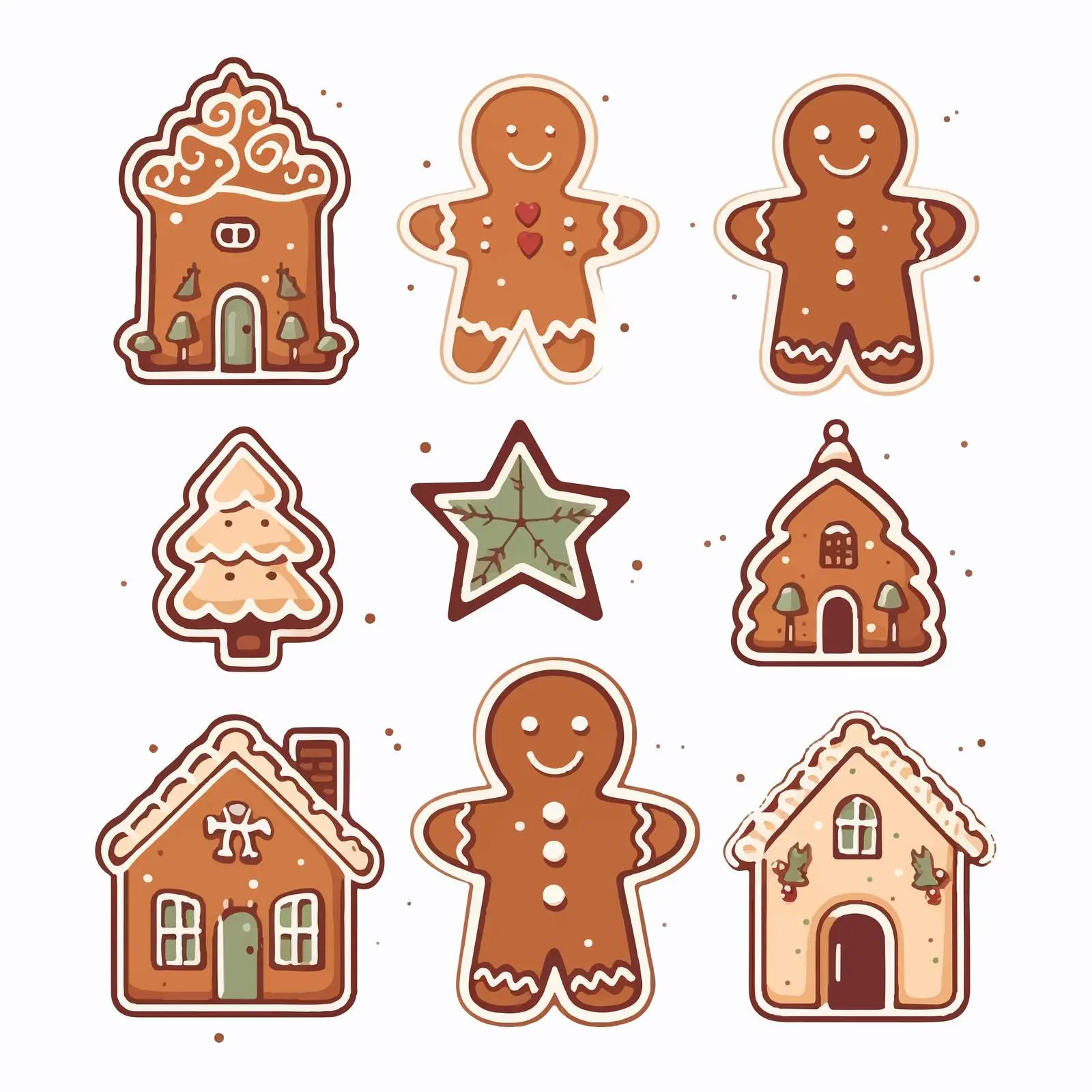 Gingerbread Holiday Decoration Sticker Set — free download from Dotvec