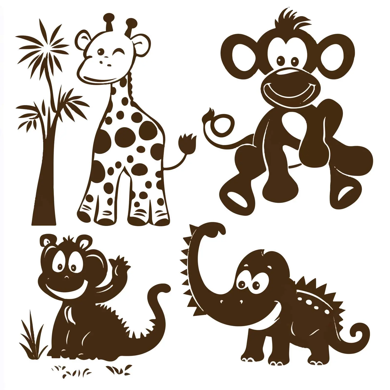 Colorful Jungle Animals Vector Graphic Template – free illustration design image from Dotvec