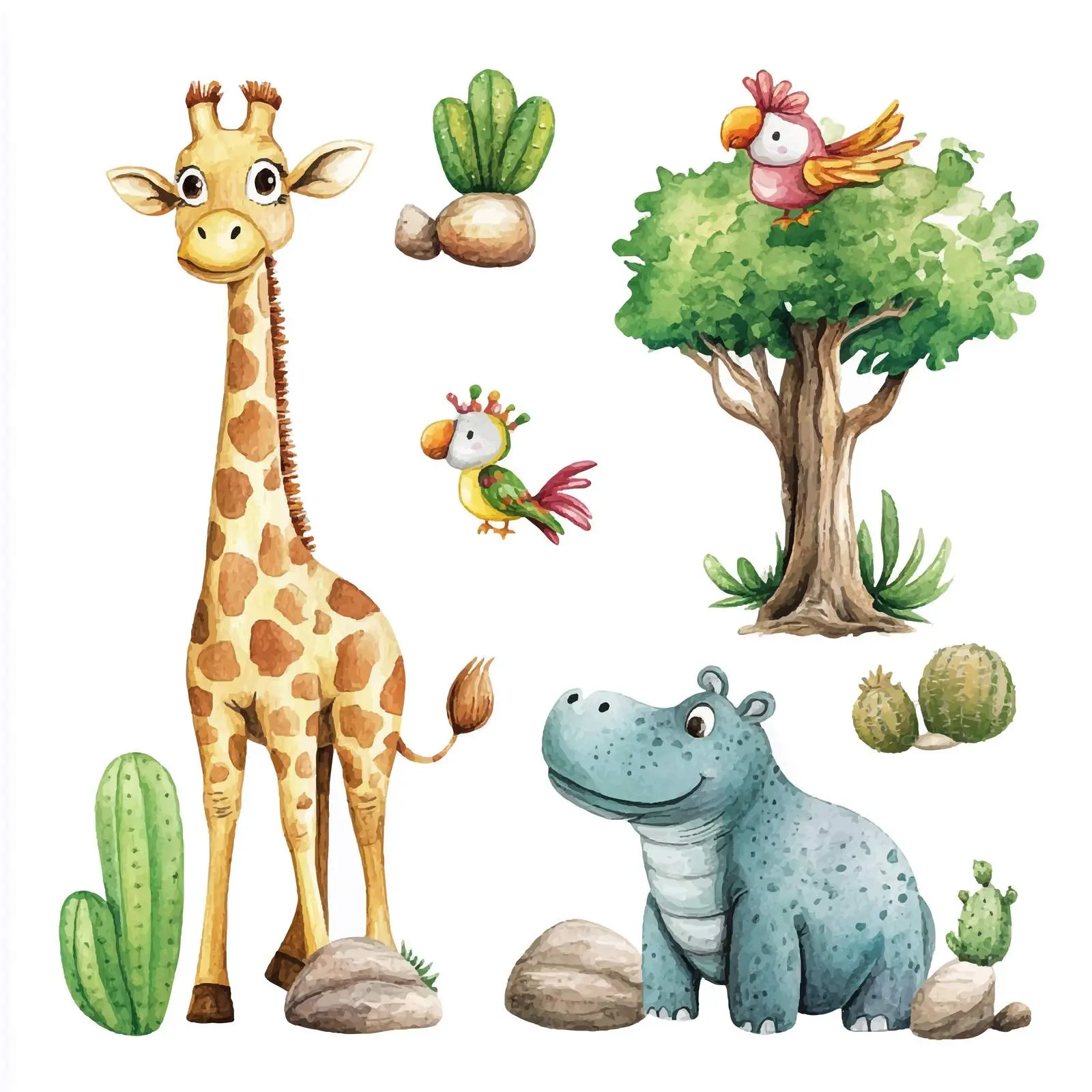 Wildlife and Nature Watercolor Vector Illustration — free download from Dotvec