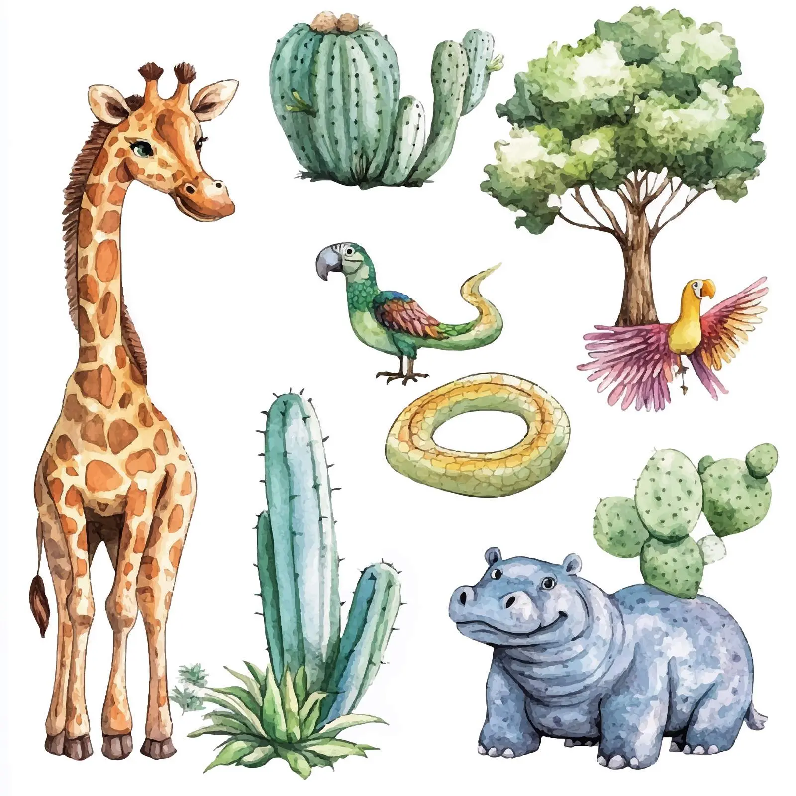 Colorful Wildlife and Nature Vector Illustration – free wild animals image from Dotvec