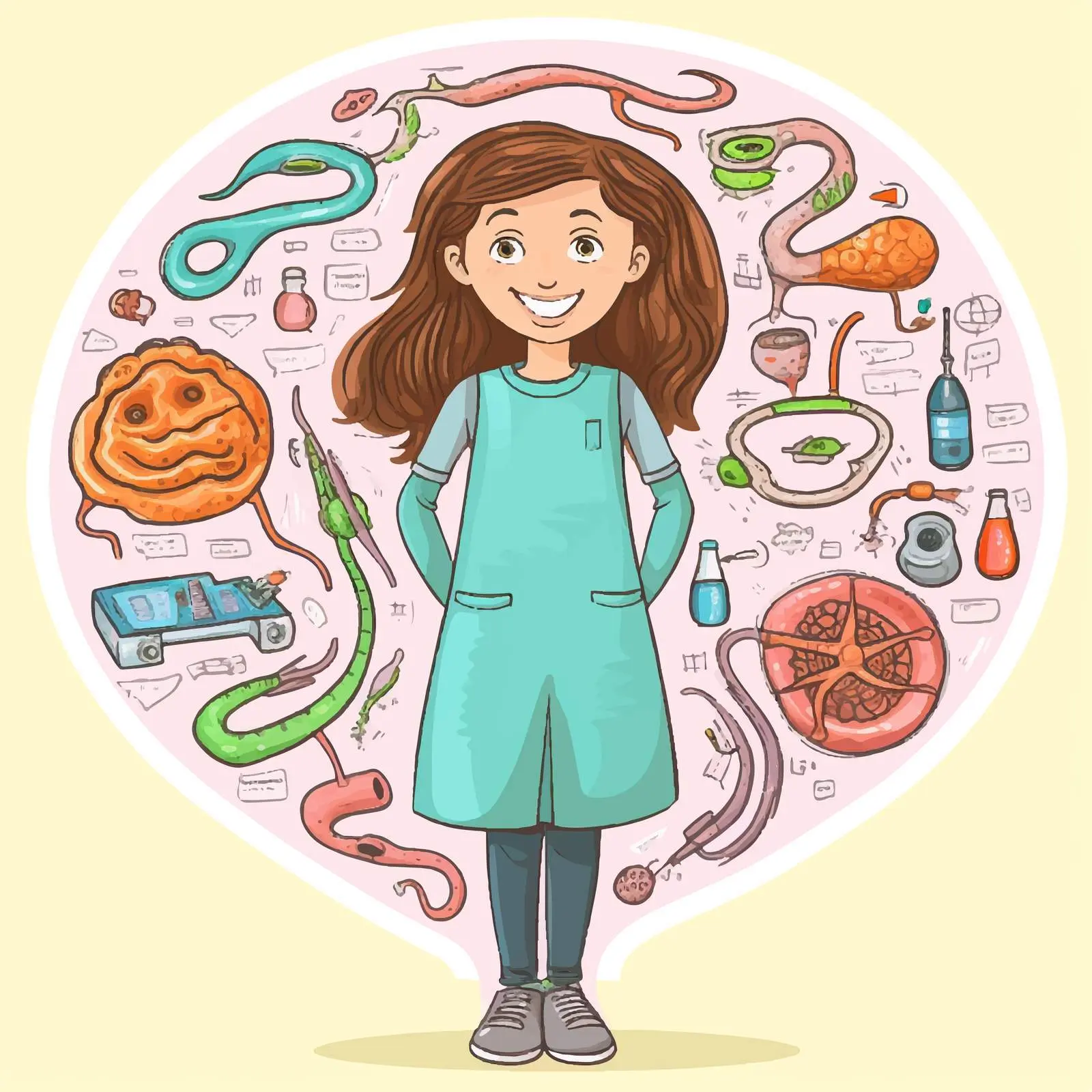Girl Digestive System Diagram Illustration — free download from Dotvec