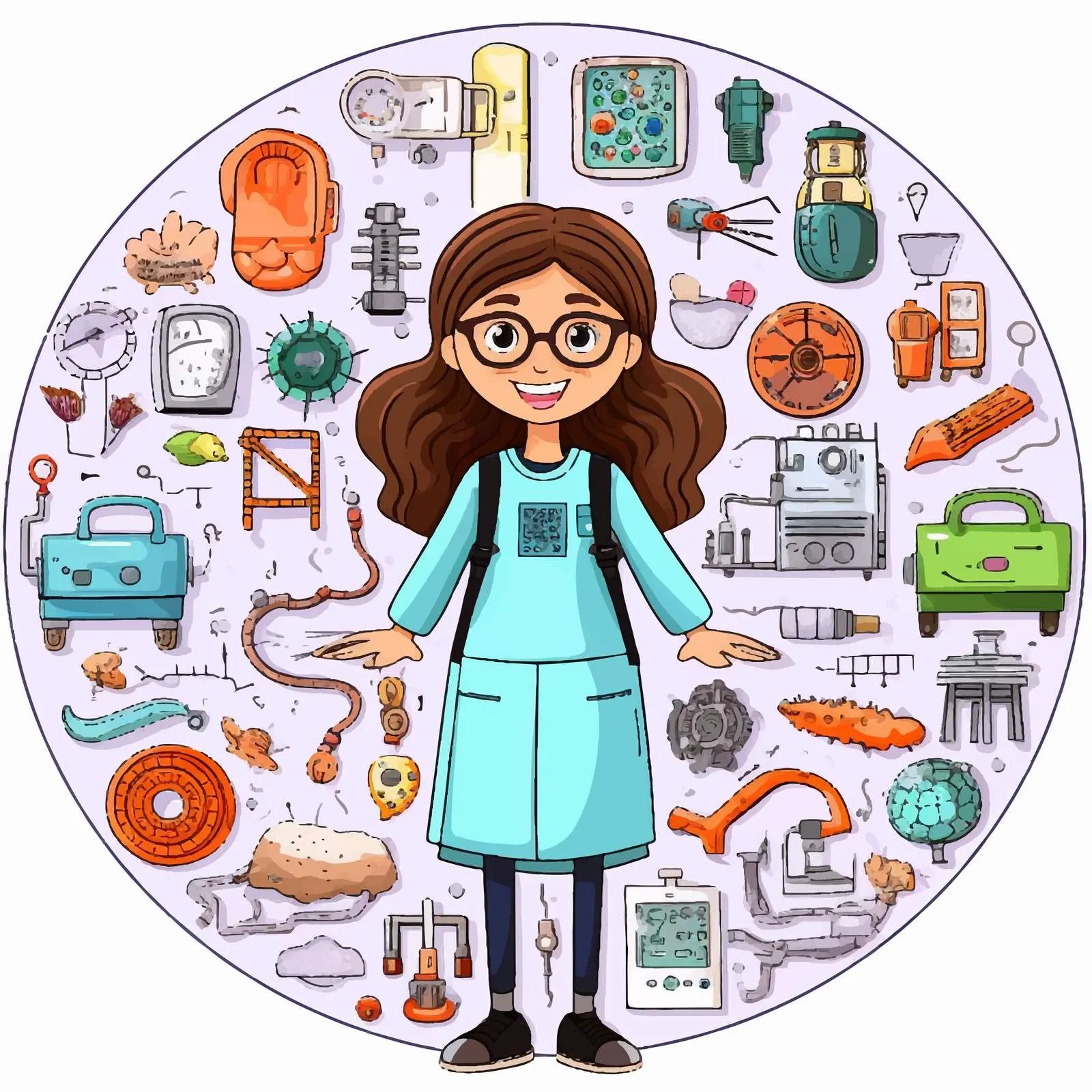 Girl Digestive System Educational Illustration — free download from Dotvec