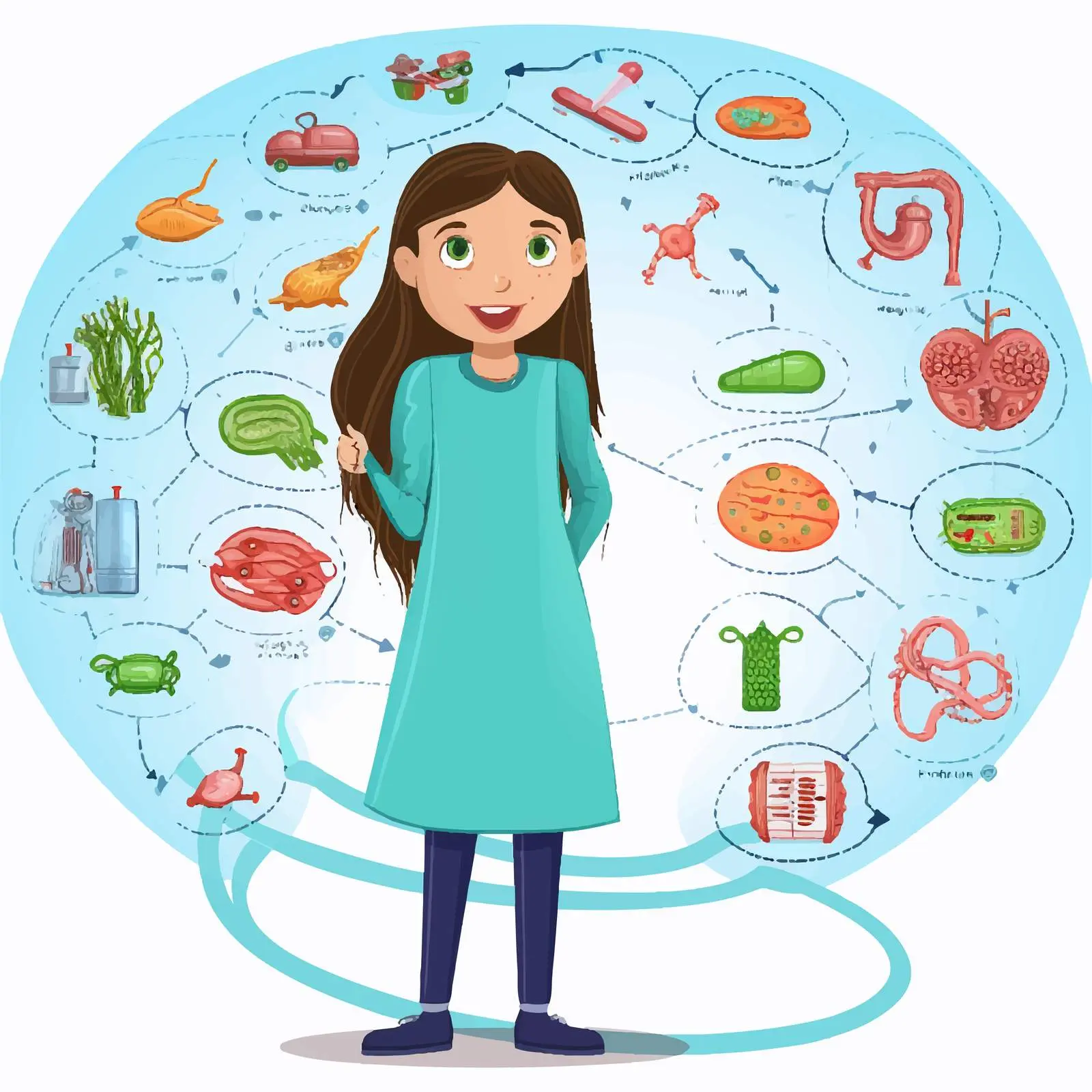 Girl Digestive System Diagram Illustration Vector – free clear visuals image from Dotvec