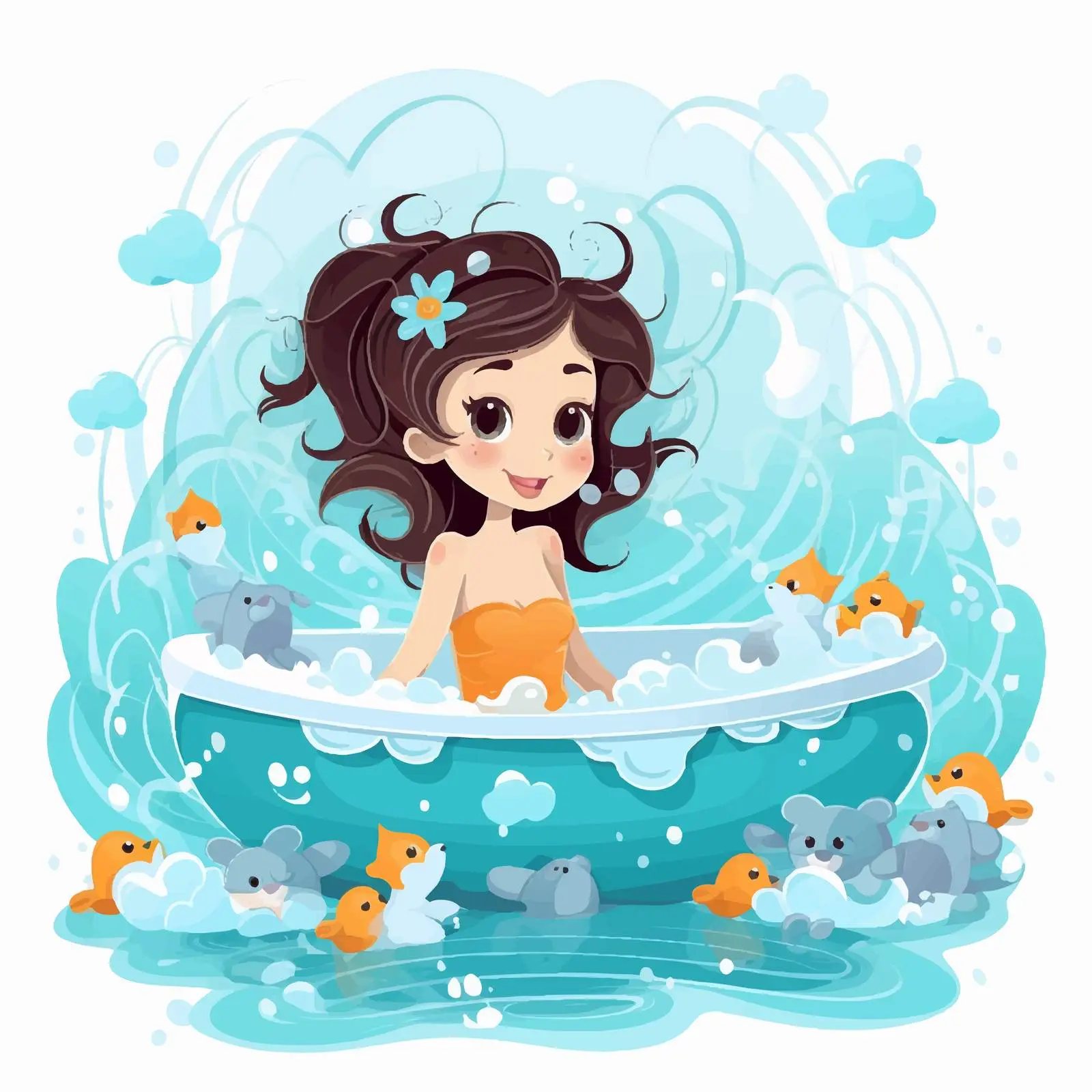 Girl Bathing Cartoon Vector Illustration — free download from Dotvec
