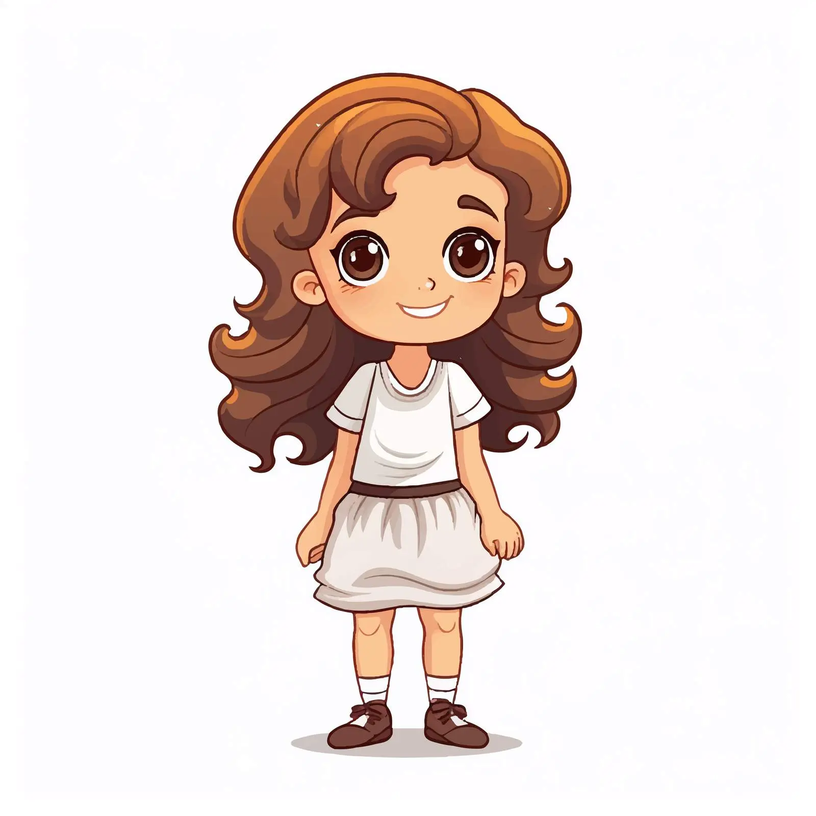 Cute Cartoon Girl with Brown Hair Vector Design — free download from Dotvec