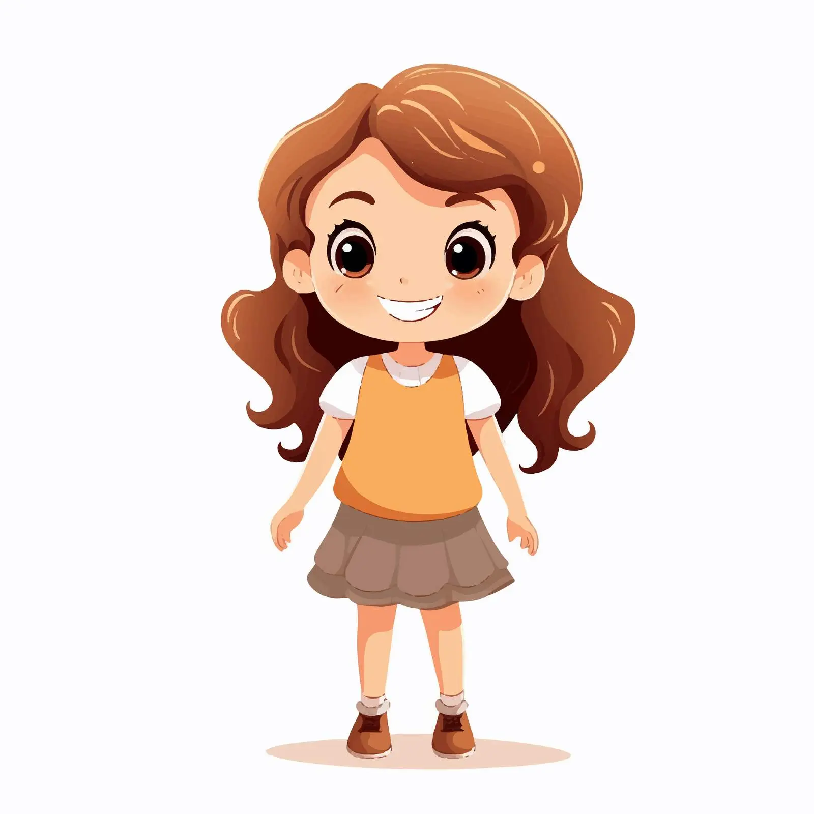 Cute Brown Haired Kid Cartoon Vector Design — free download from Dotvec