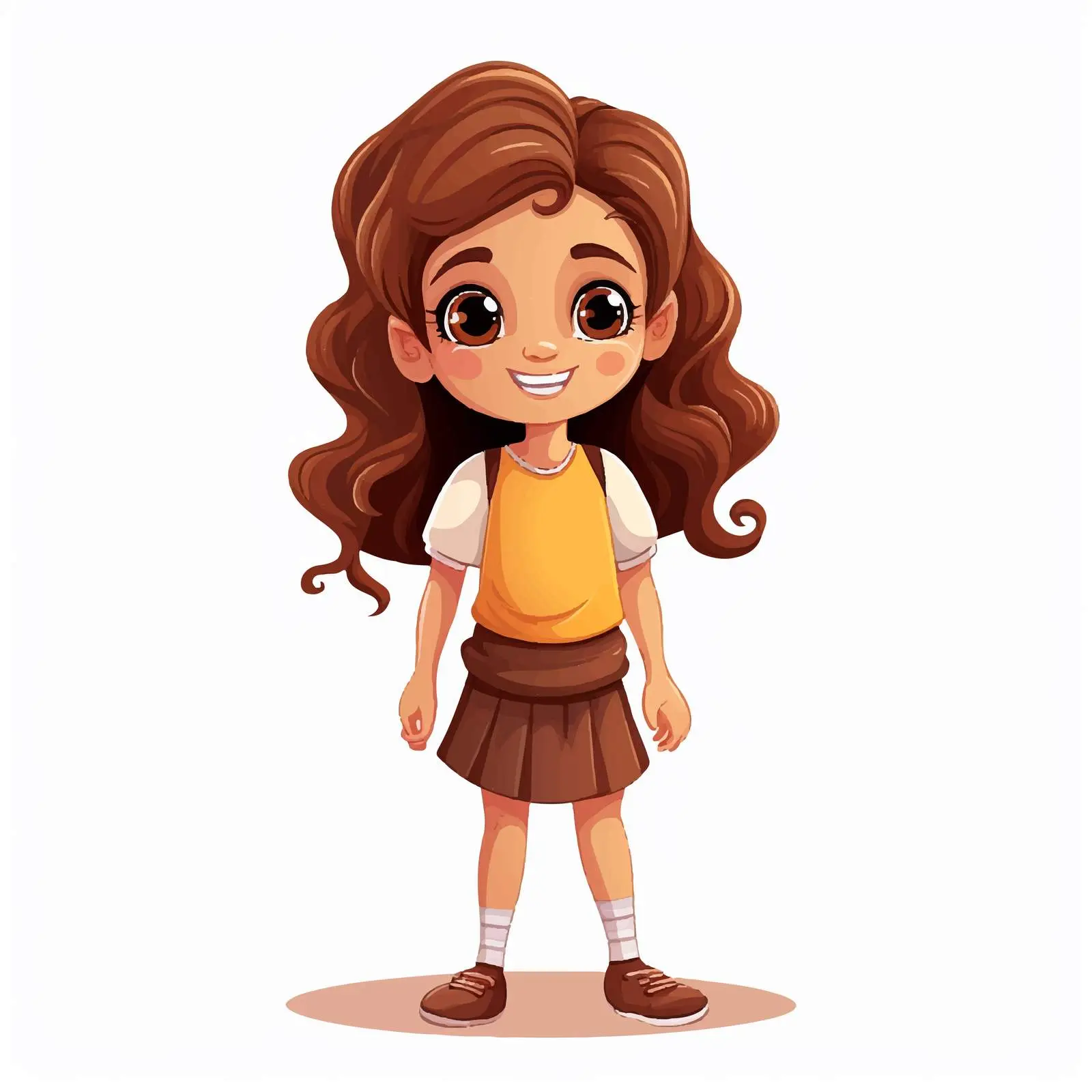 Cute Brown Hair Cartoon Kid Vector Design — free download from Dotvec
