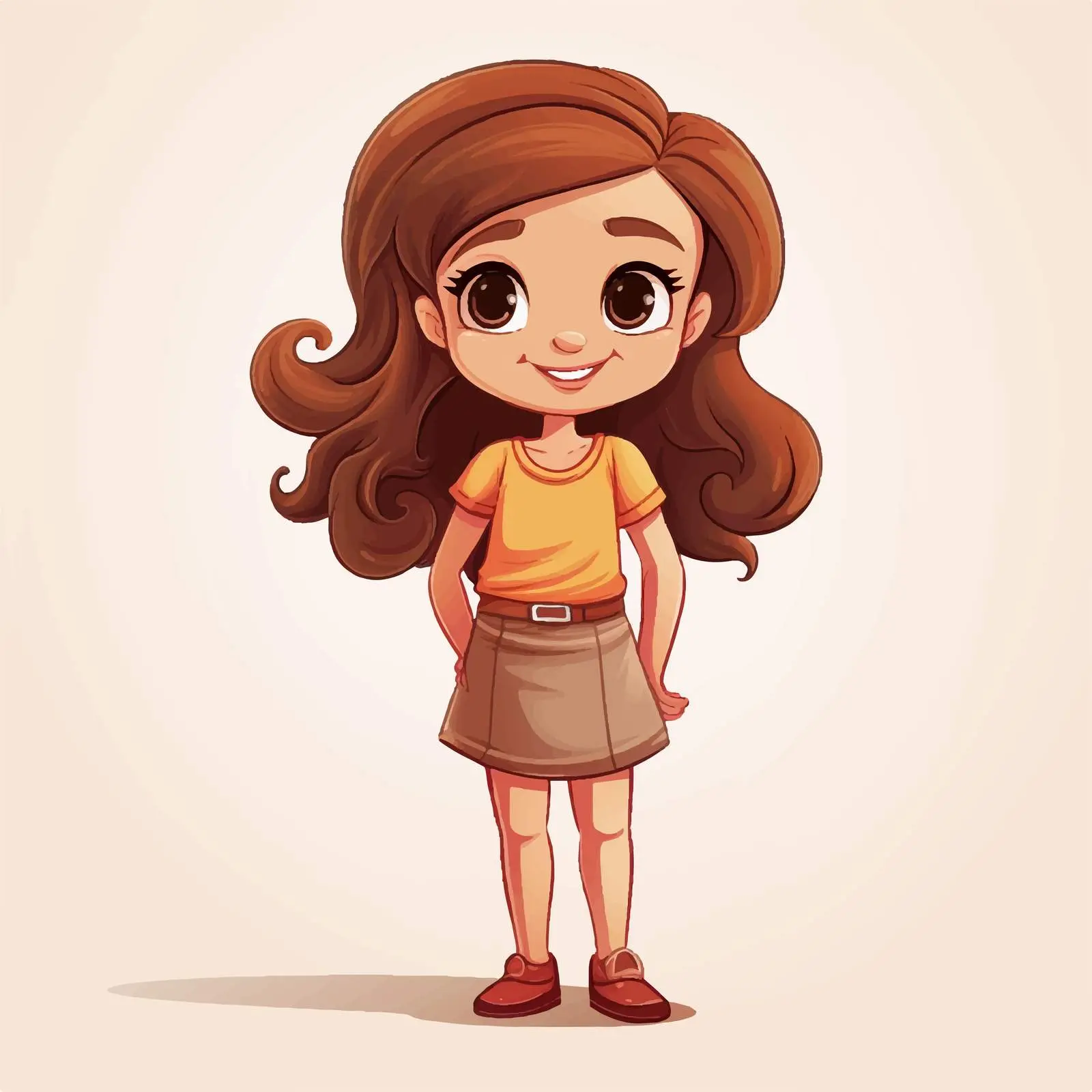 Brown Haired Cartoon Girl Vector Illustration — free download from Dotvec