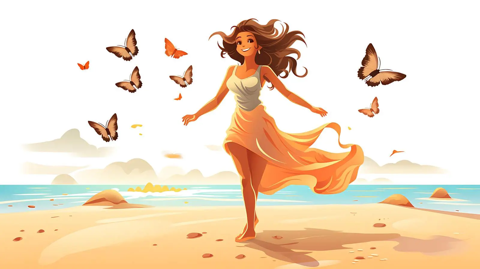Elegant Beach Dance with Butterflies — free download from Dotvec