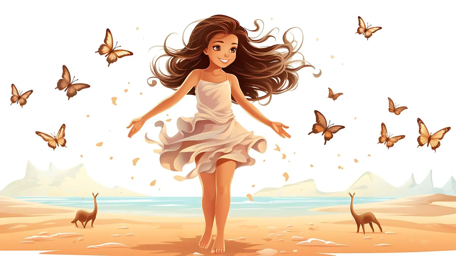 Graceful Dance Amidst Butterflies Vector Illustration — free download from Dotvec