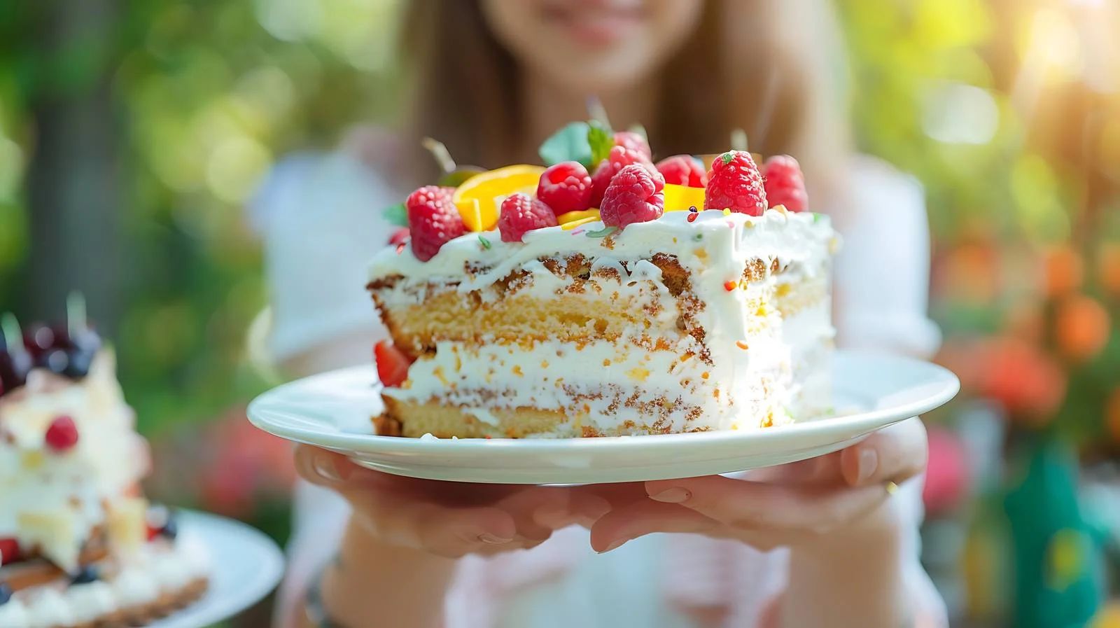 Outdoor Birthday Party Cake Serving Scene — free download from Dotvec