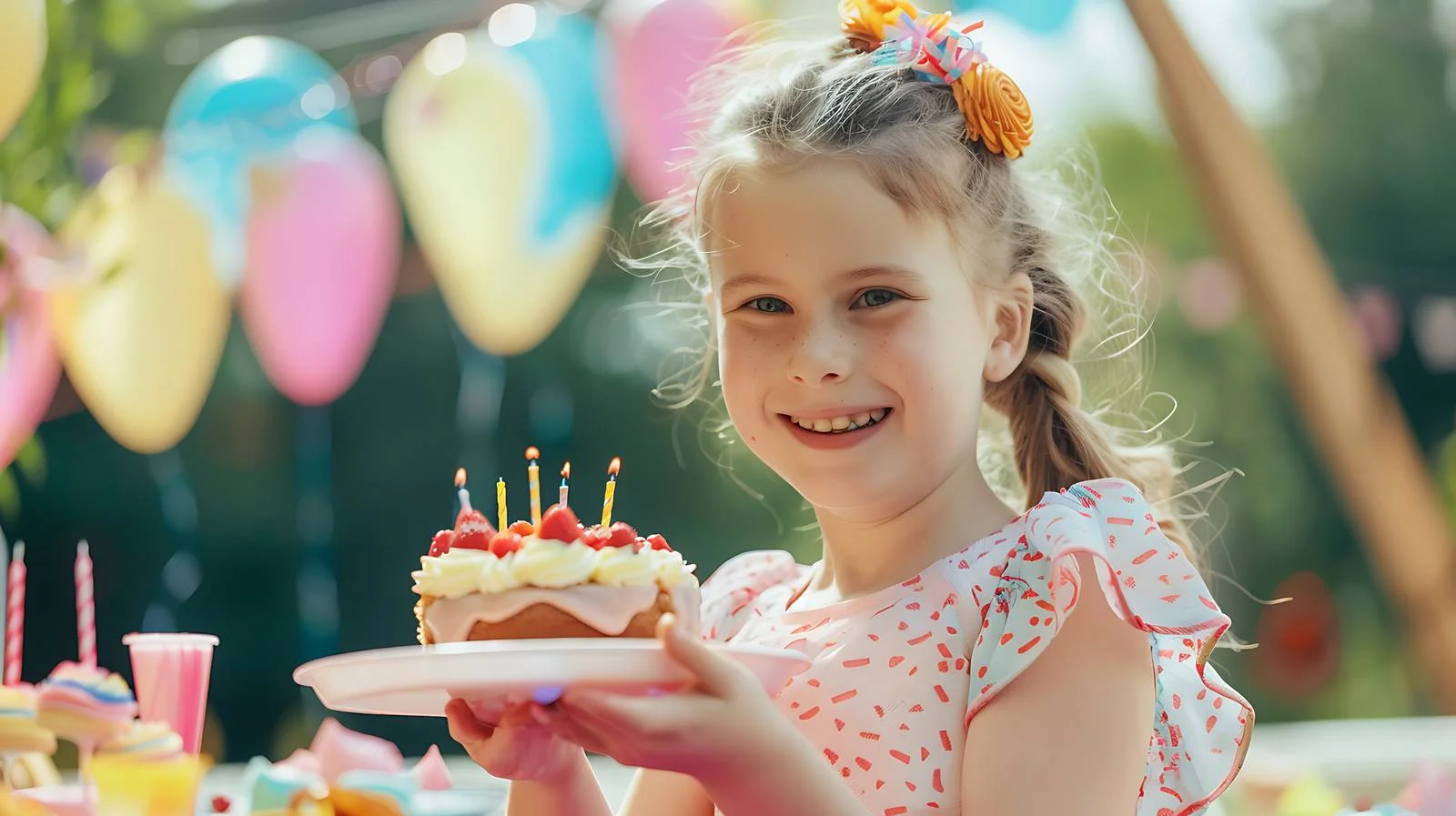 Outdoor Birthday Girl Serving Cake — free download from Dotvec