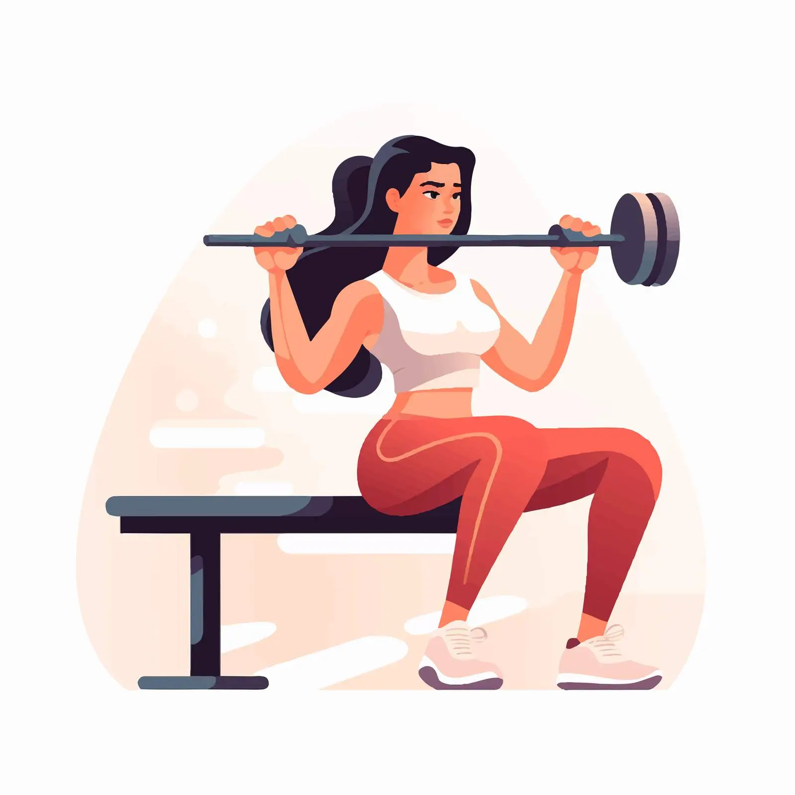 Woman Performing Triceps Kickback on Bench – free toning image from Dotvec