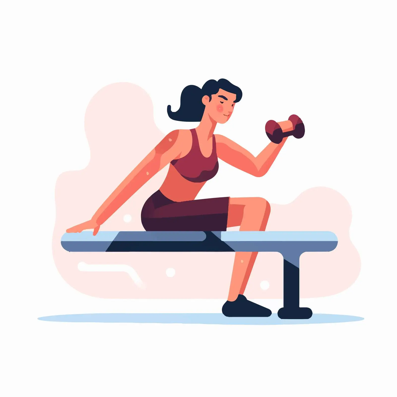 Woman Doing Triceps Kickback on Bench – free exercise illustration image from Dotvec