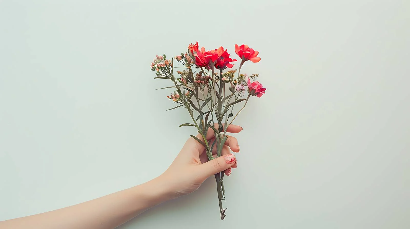 Delicate Doll Hand Holding White Flowers — free download from Dotvec