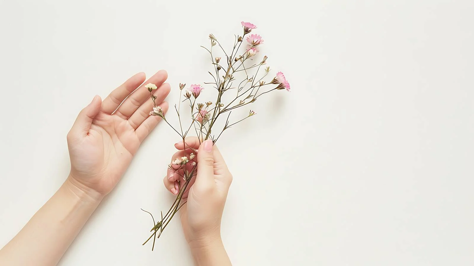 Hand Doll with Flowers on White — free download from Dotvec