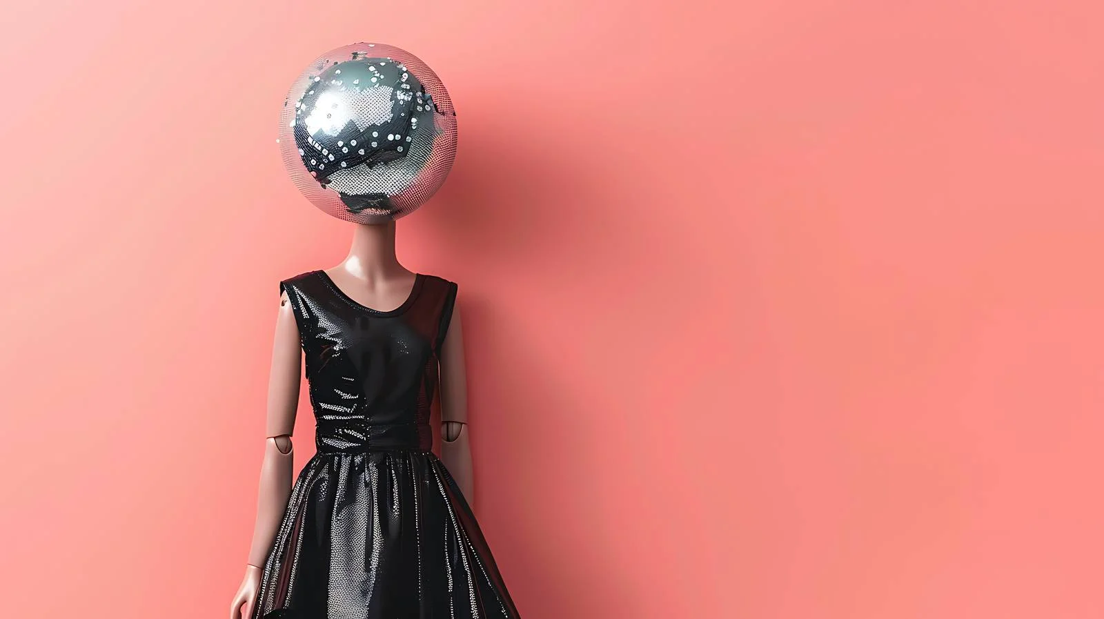 Disco Doll Head Pin Black Dress — free download from Dotvec