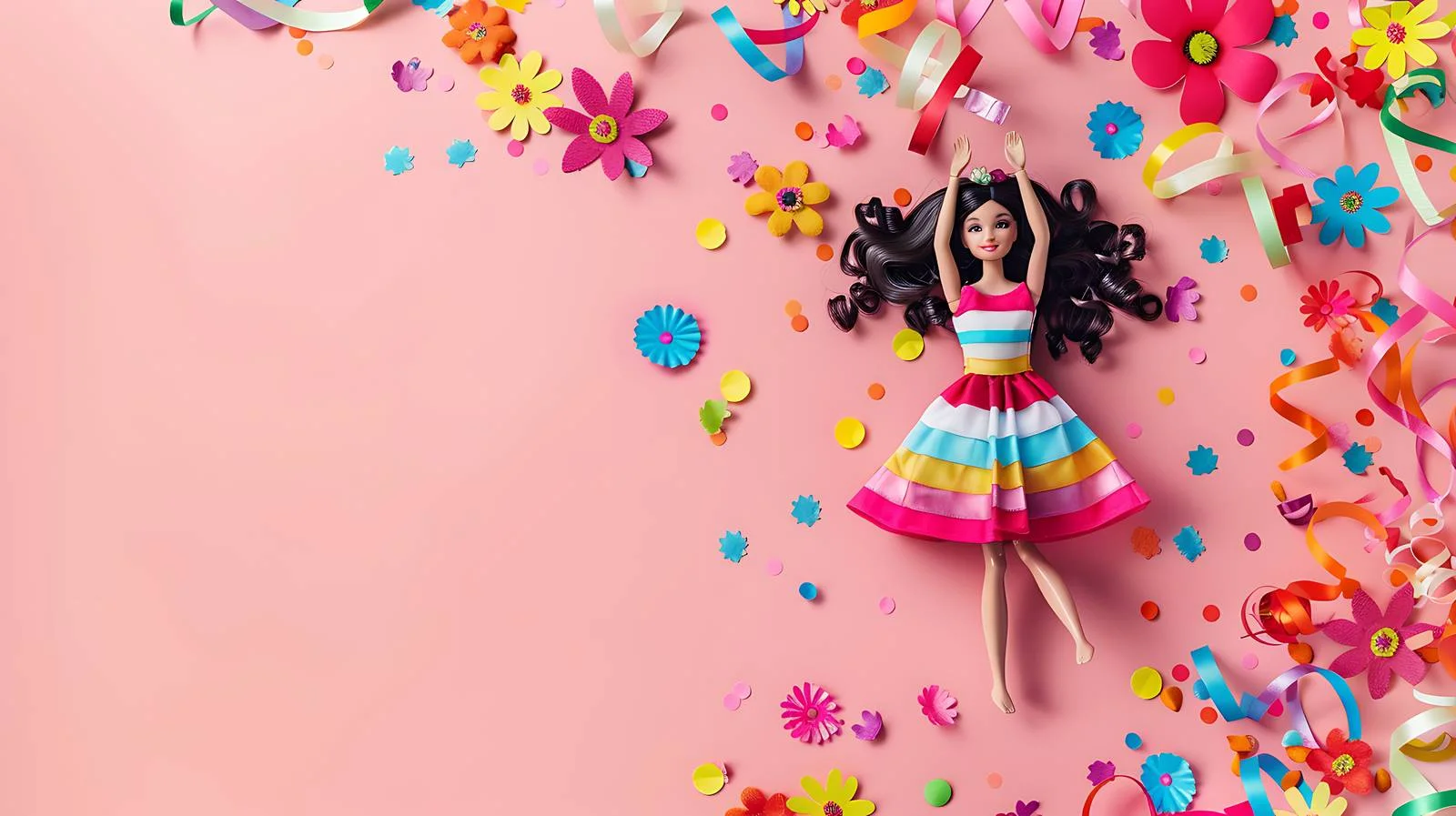 Colorful Doll with Flowers and Streamers — free download from Dotvec