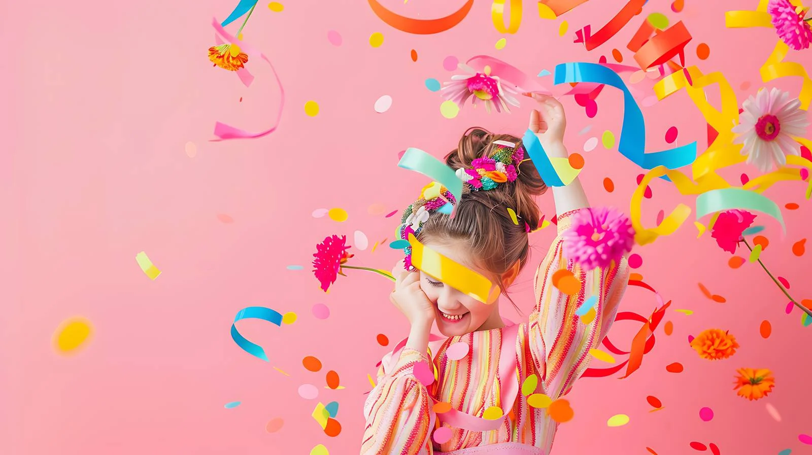 Colorful Party Doll with Flowers — free download from Dotvec