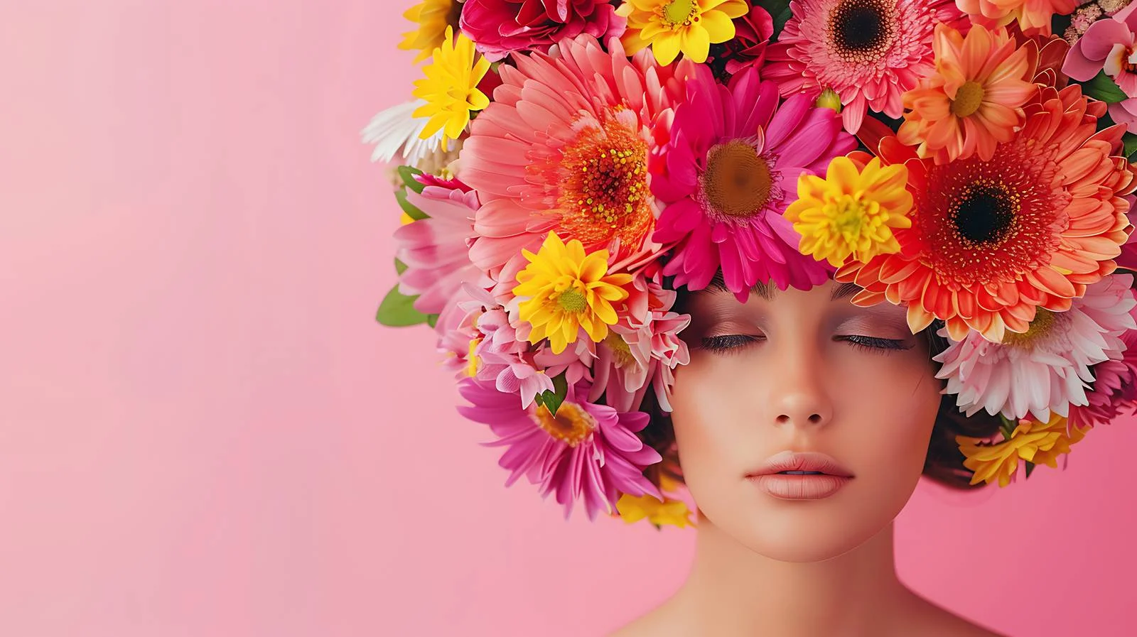 Colorful Floral Doll on Pink Background — free download from Dotvec