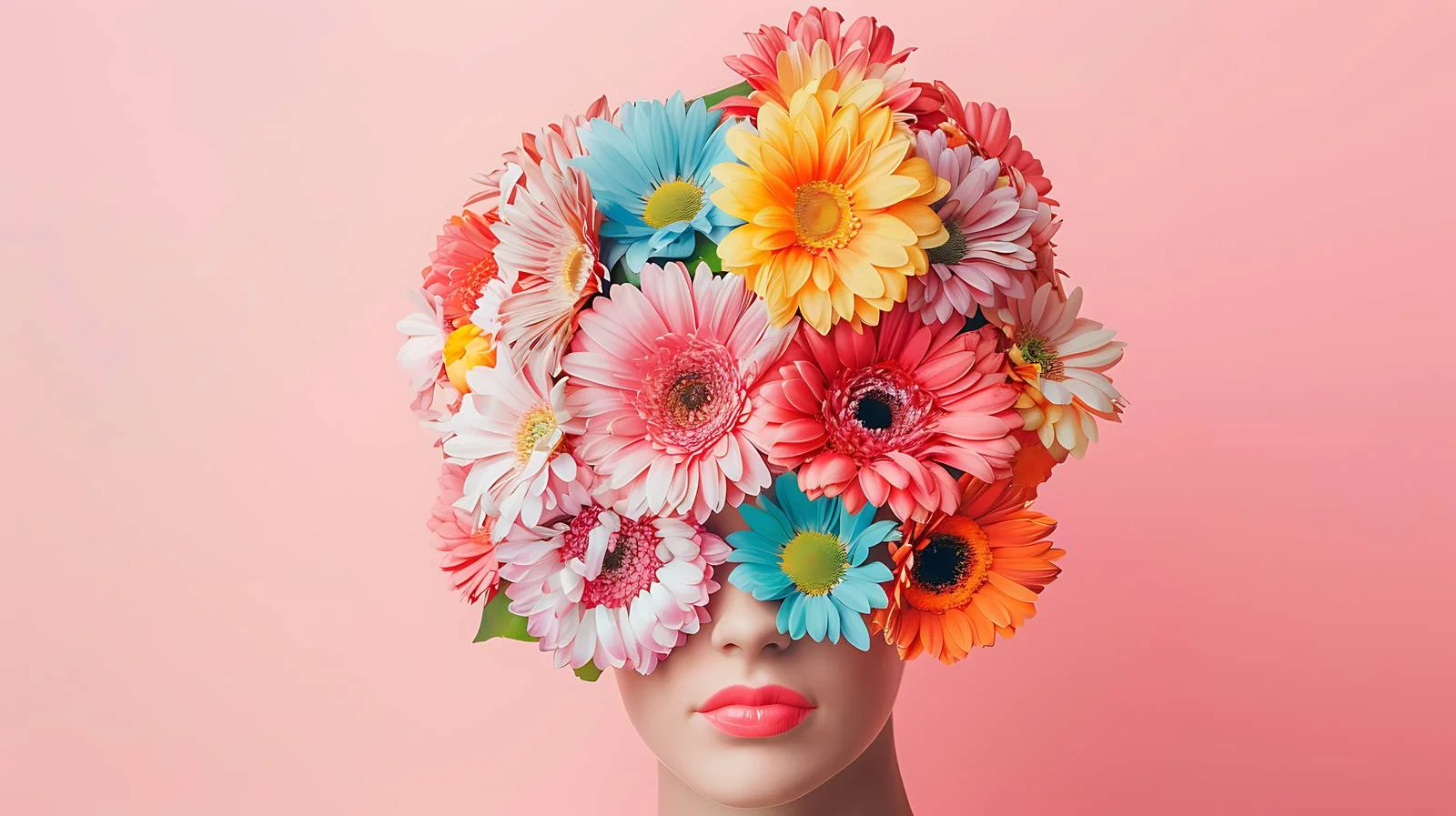 Charming Doll Amid Colorful Flowers — free download from Dotvec