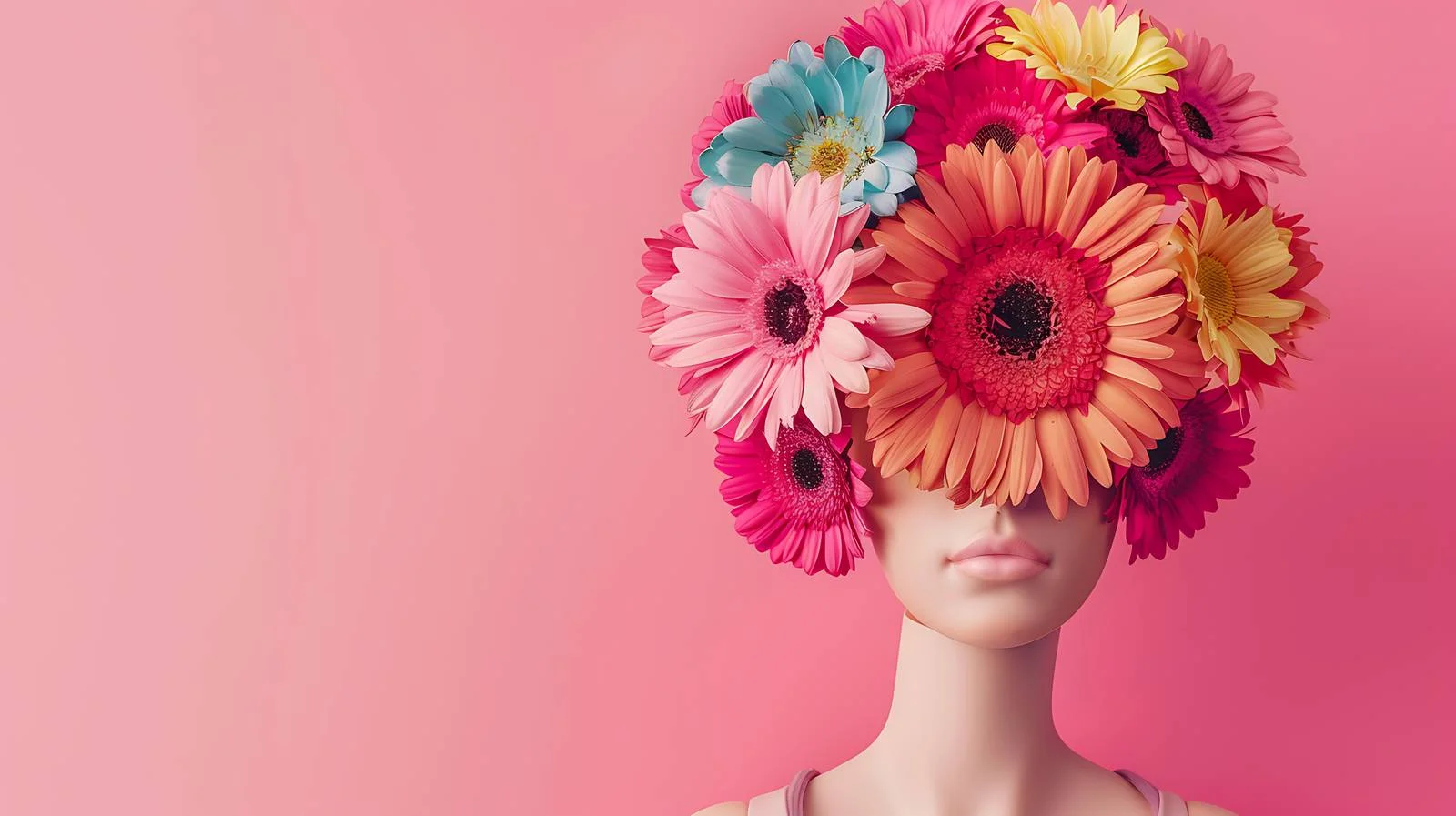 Colorful Doll and Flowers on Pink — free download from Dotvec