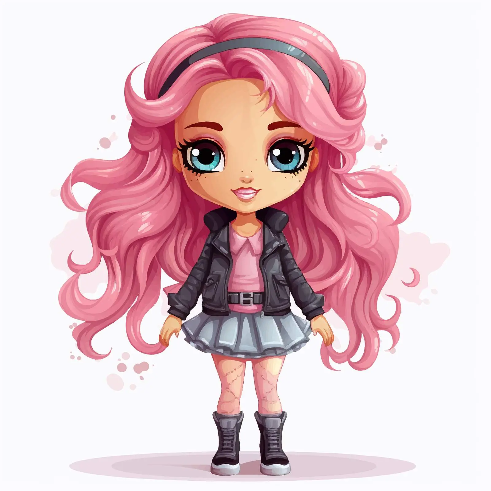 Pink Hair Doll Cartoon Vector Illustration — free download from Dotvec